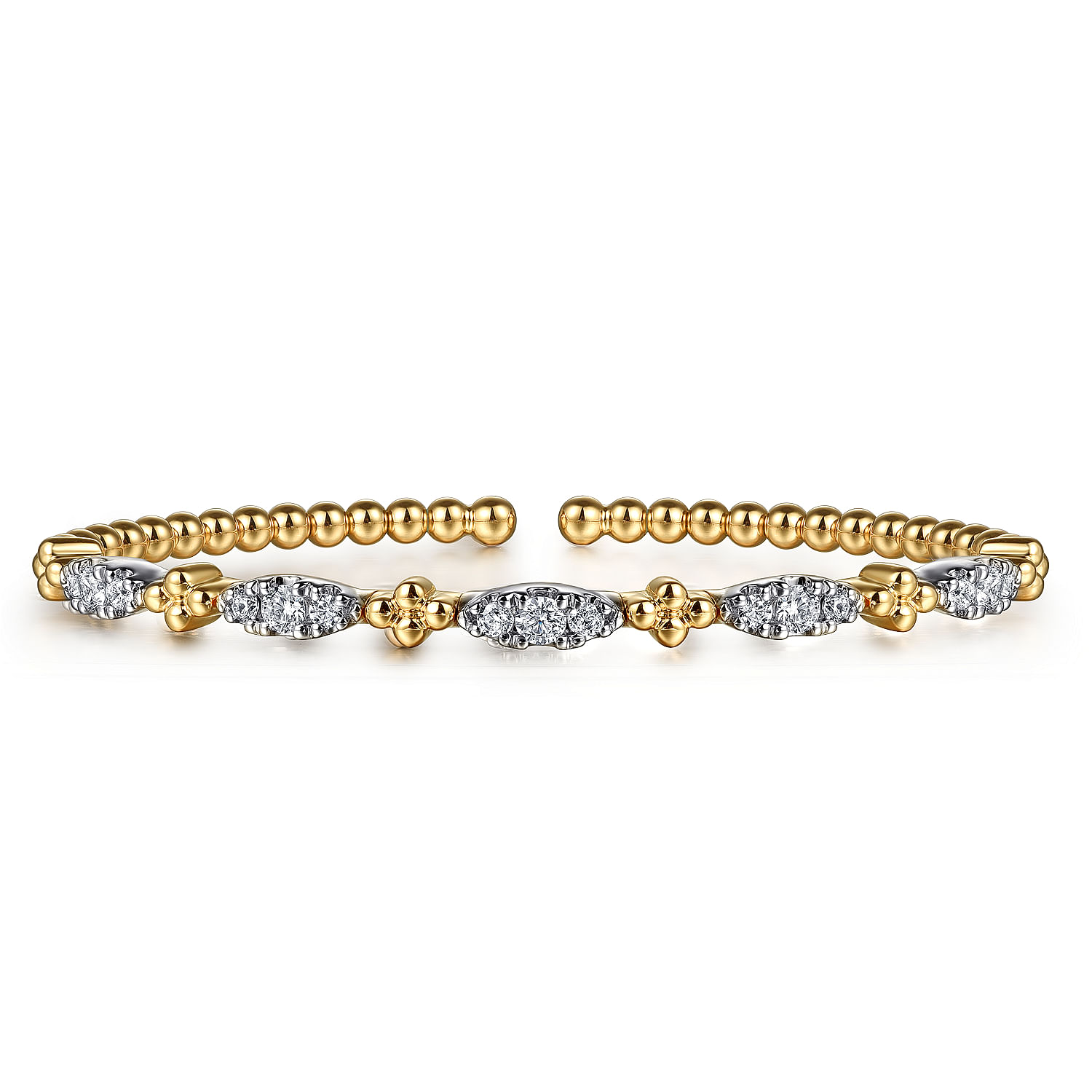 Gabriel & Co. 14K Two-Tone Bujukan Bead & Diamond Bangle