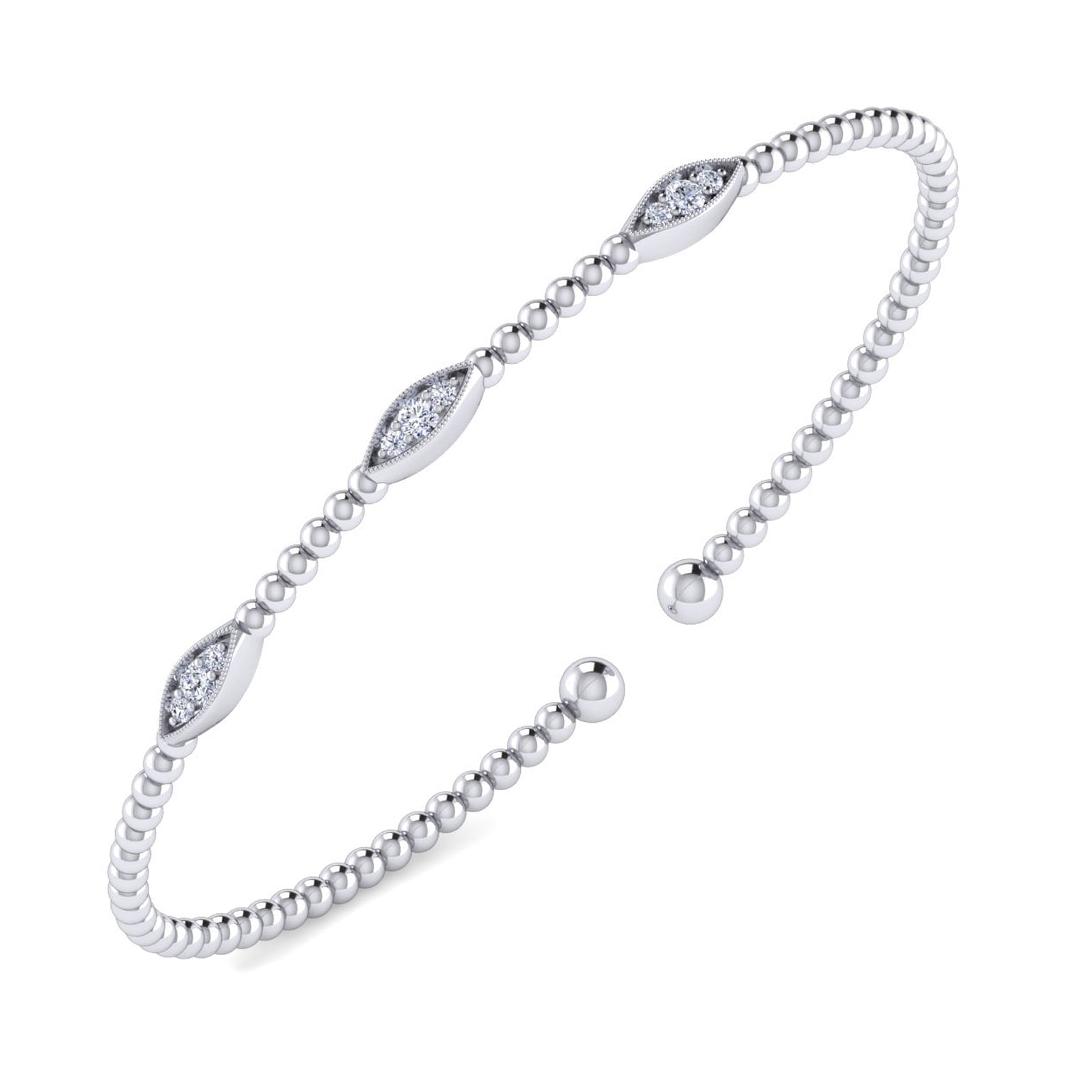 Gabriel & Co. 14K White Gold Diamond Stations Bangle