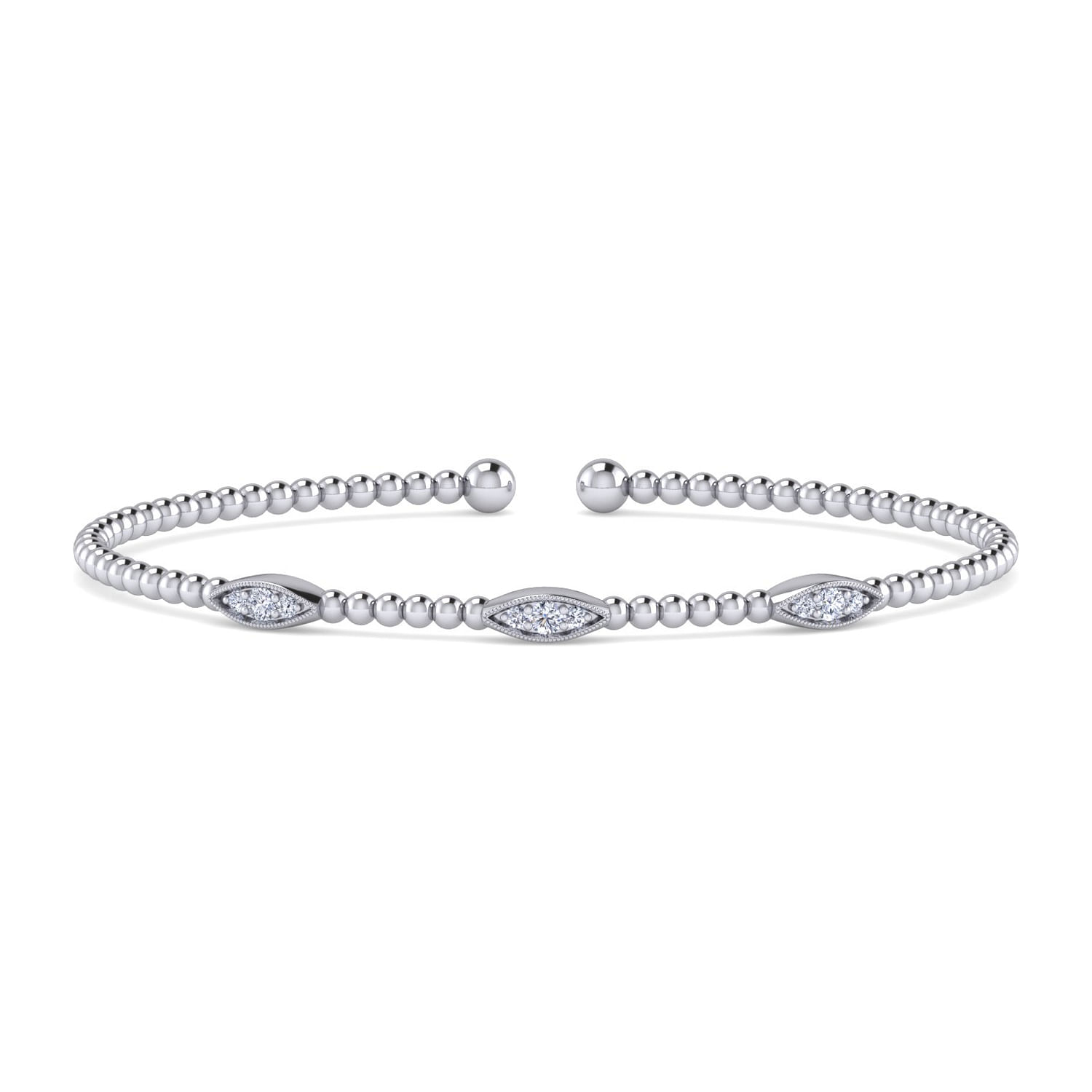 Gabriel & Co. 14K White Gold Diamond Stations Bangle