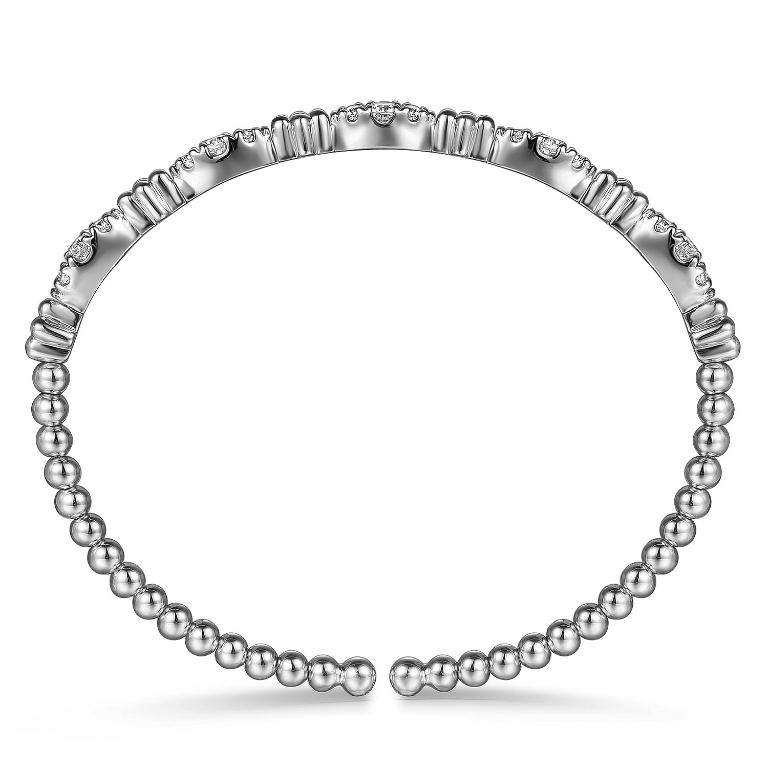 Gabriel & Co. 14K White Gold Bujukan & Diamond Station Bangle