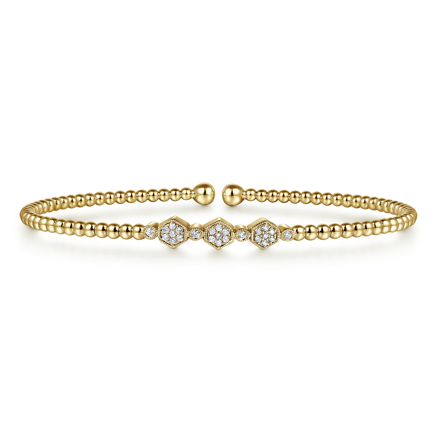 Gabriel & Co. 14K Yellow Gold Bujukan Hexagon Cluster Bangle