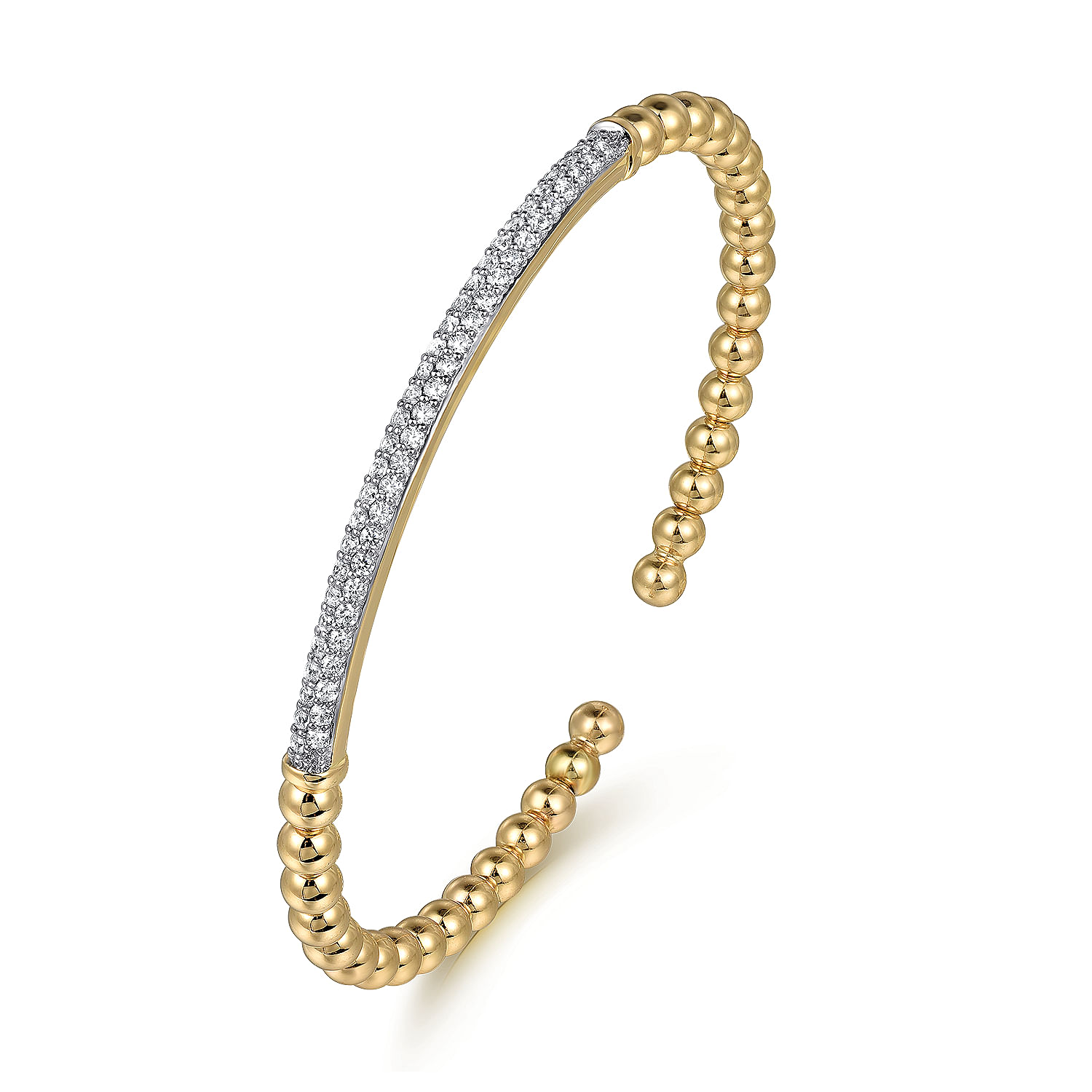 Gabriel & Co. 14K Yellow Gold Diamond Pave Bar Bujukan Bangle