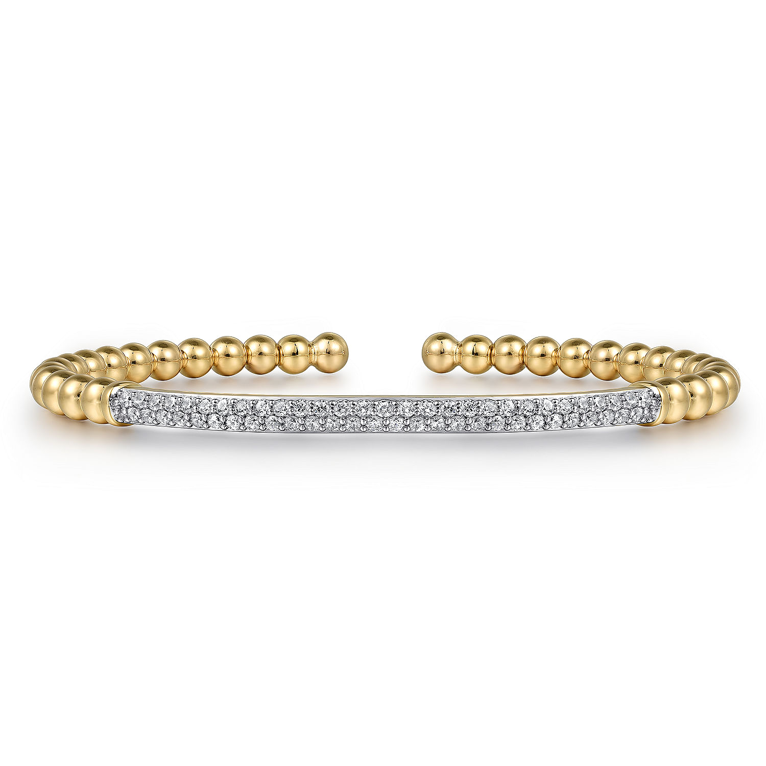 Gabriel & Co. 14K Yellow Gold Diamond Pave Bar Bujukan Bangle