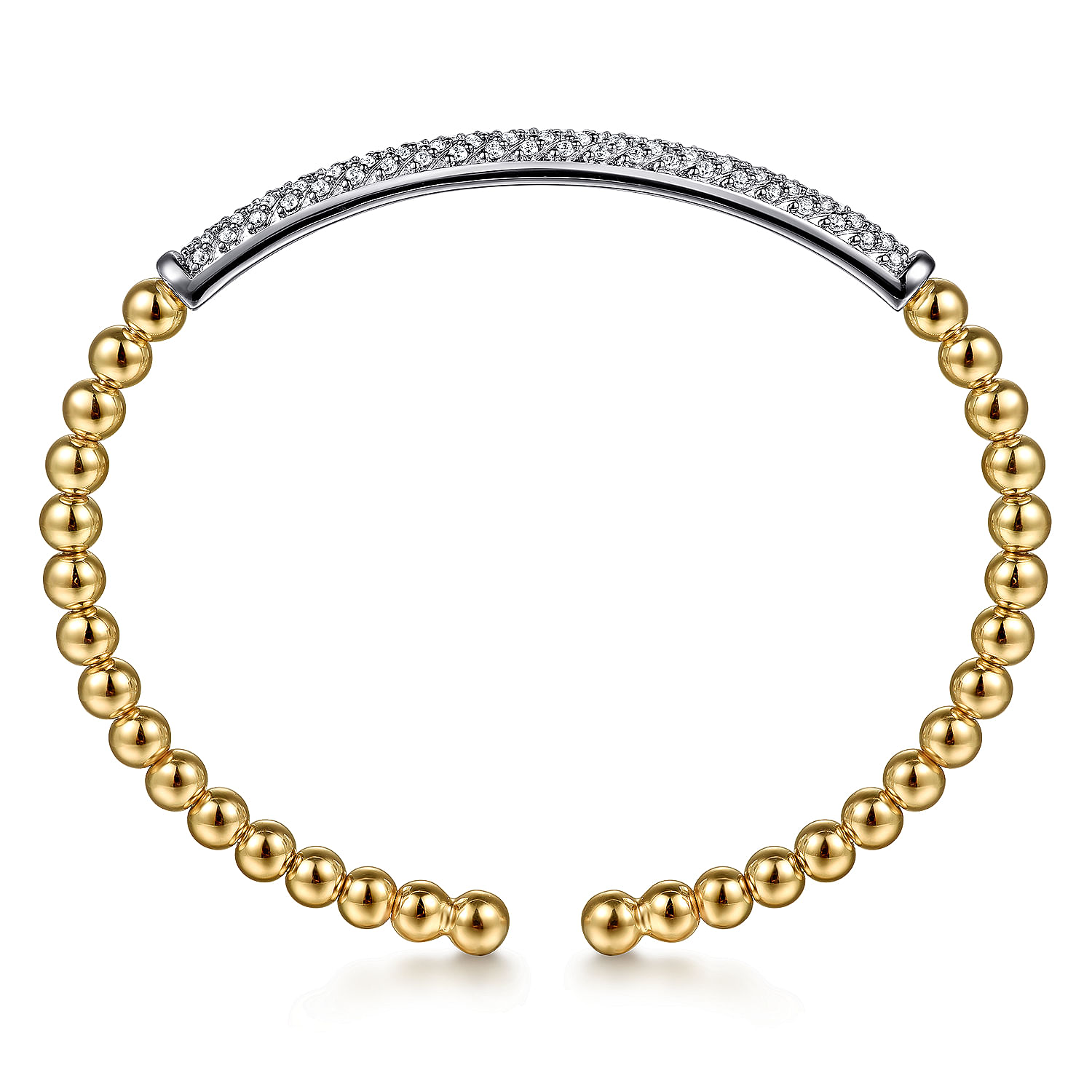 Gabriel & Co. 14K Two-Tone Bujukan & Pave Diamond Bar Split Bangle