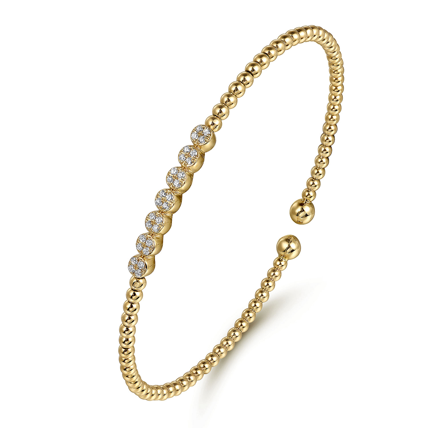 Gabriel & Co. 14K Yellow Gold Bead and Diamond Bangle