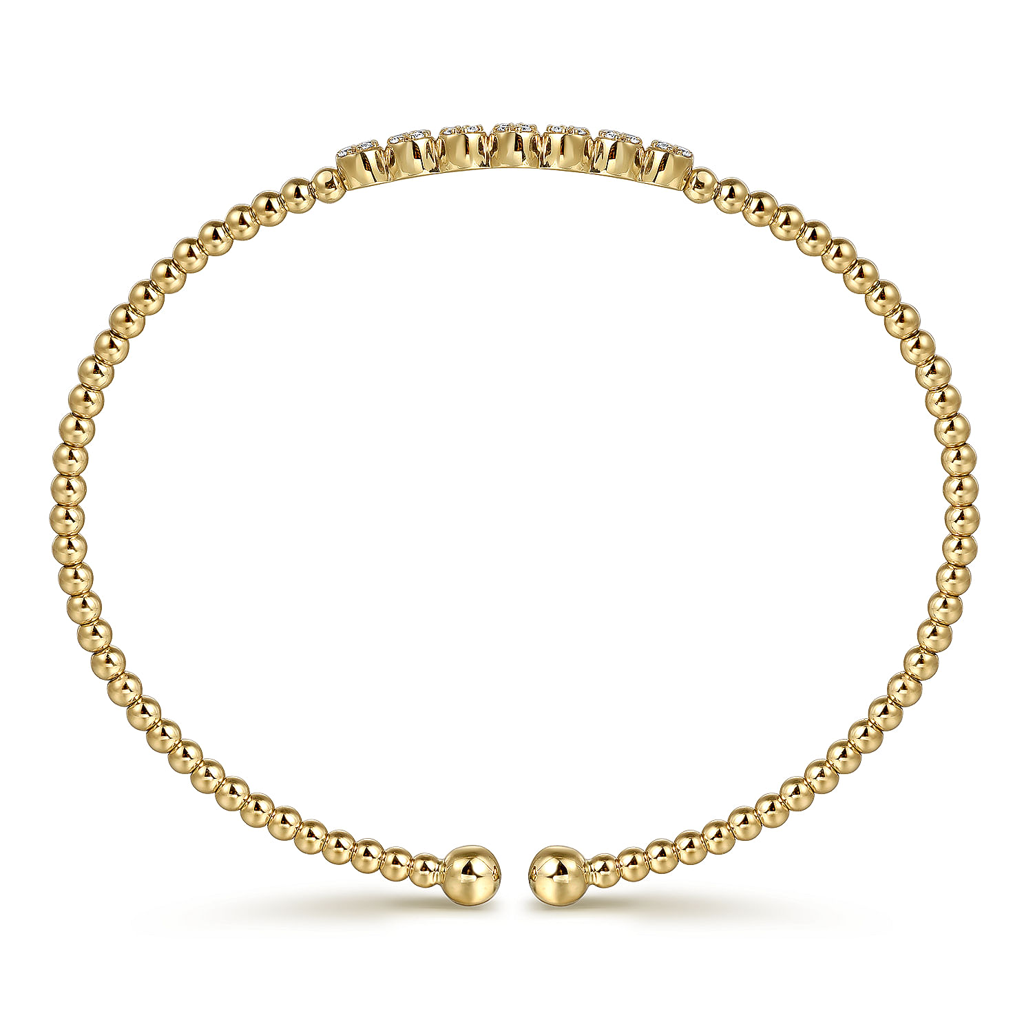 Gabriel & Co. 14K Yellow Gold Bead and Diamond Bangle