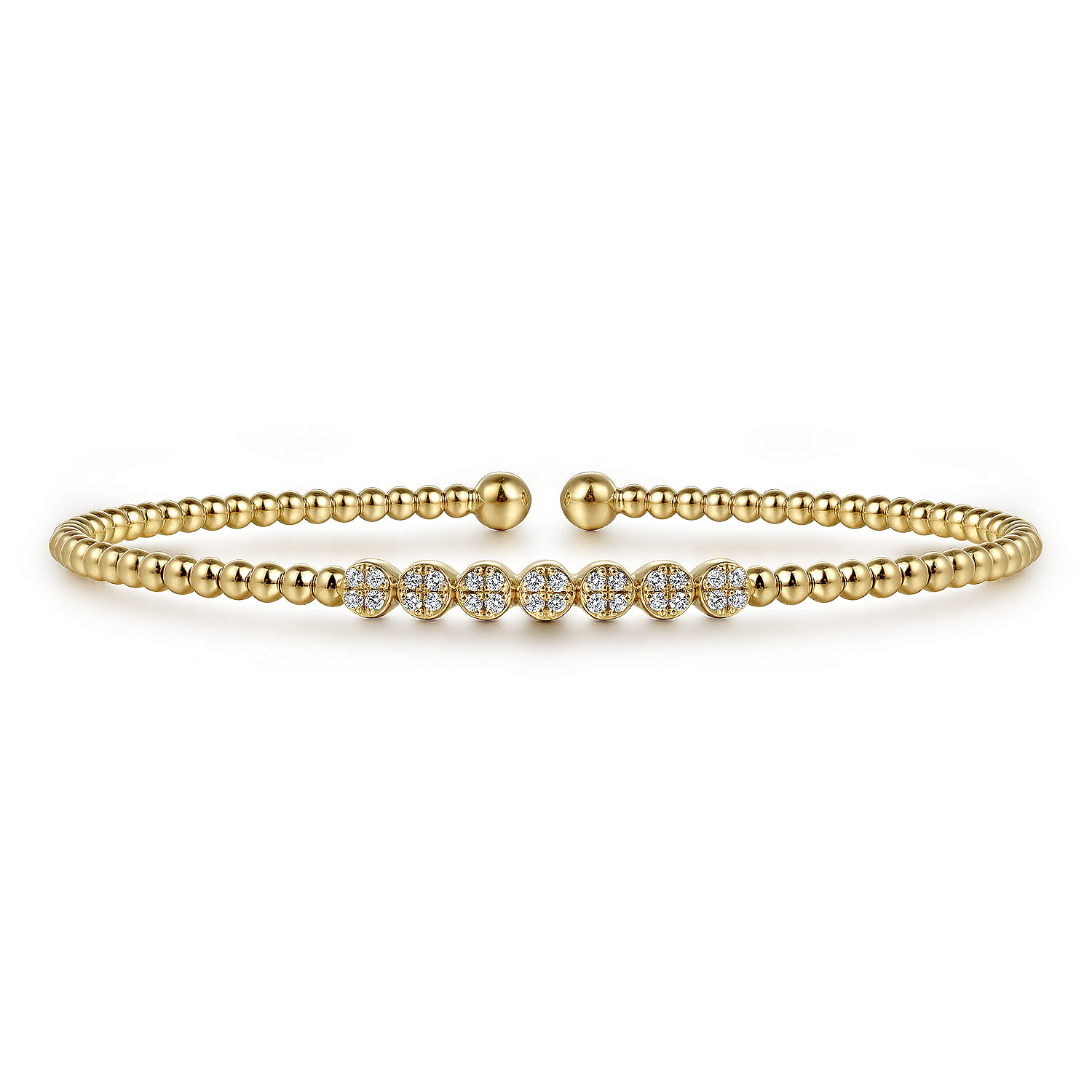 Gabriel & Co. 14K Yellow Gold Bead and Diamond Bangle