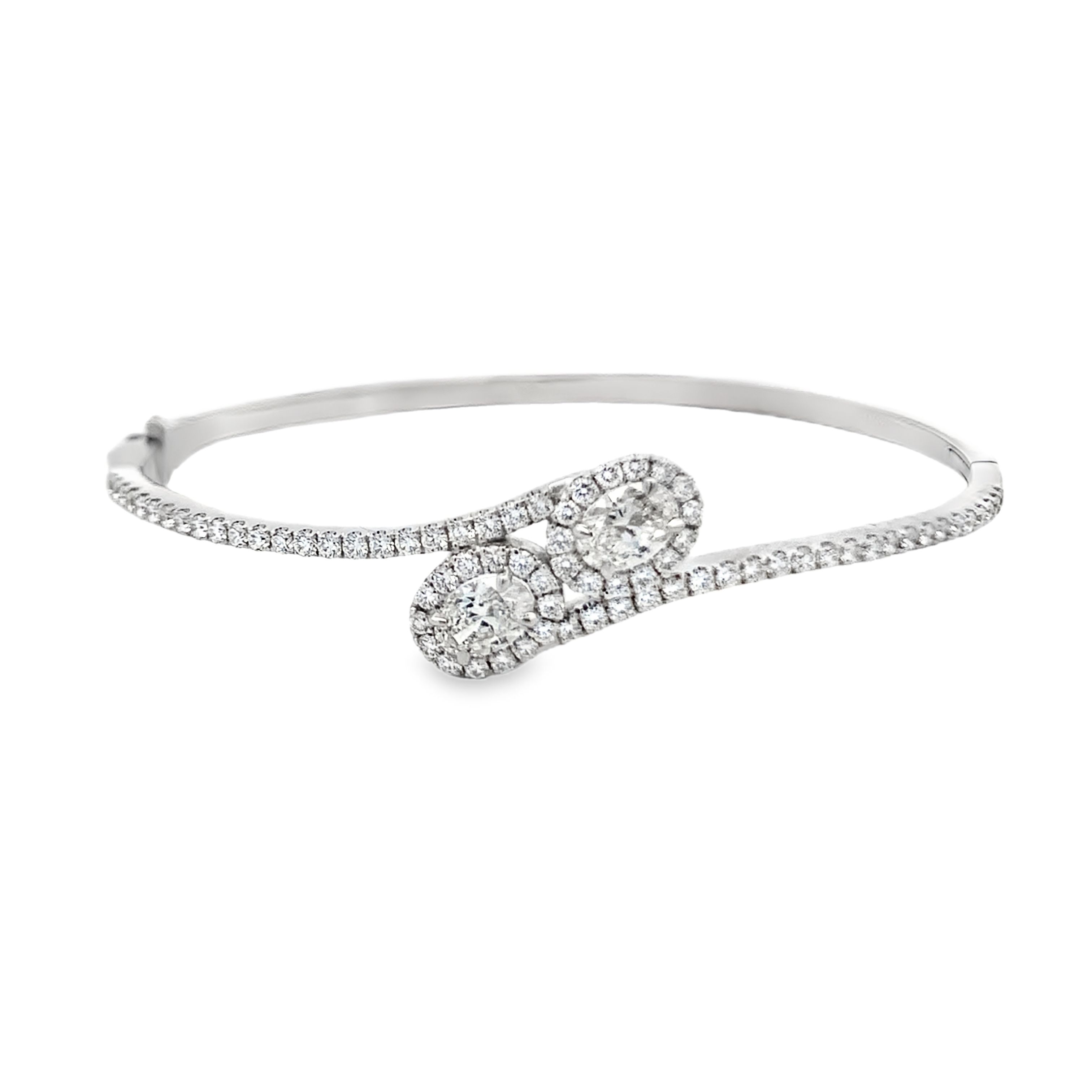 Norman Silverman 18K White Gold Diamond Bypass-Style Bangle