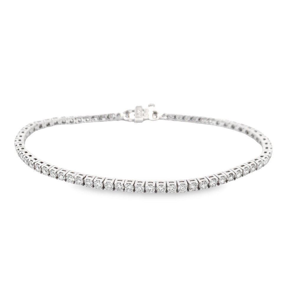 14K White Gold 3 Carat Diamond Tennis Bracelet