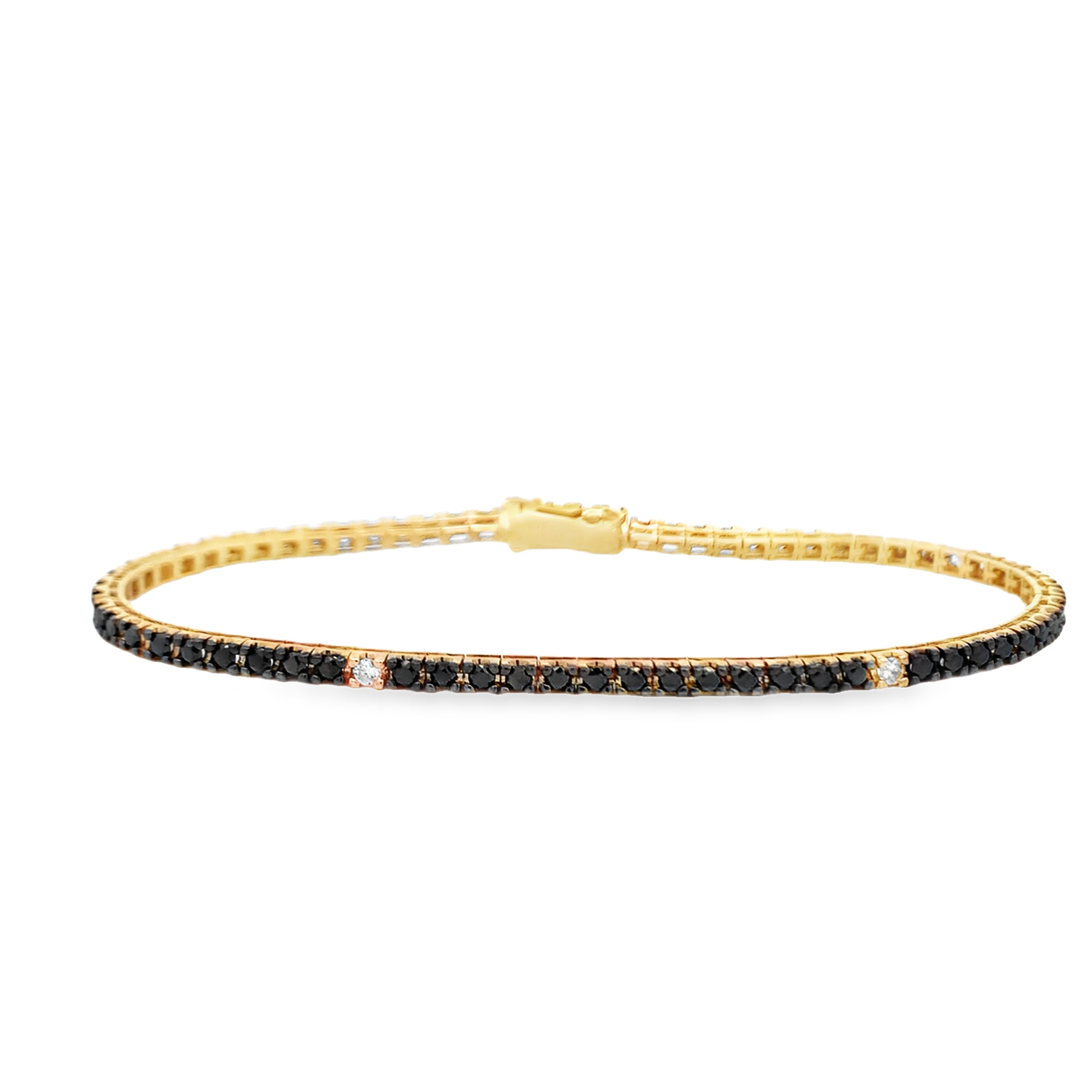 Frederic Sage 18K Yellow Gold Black & White Diamond Tennis Bracelet