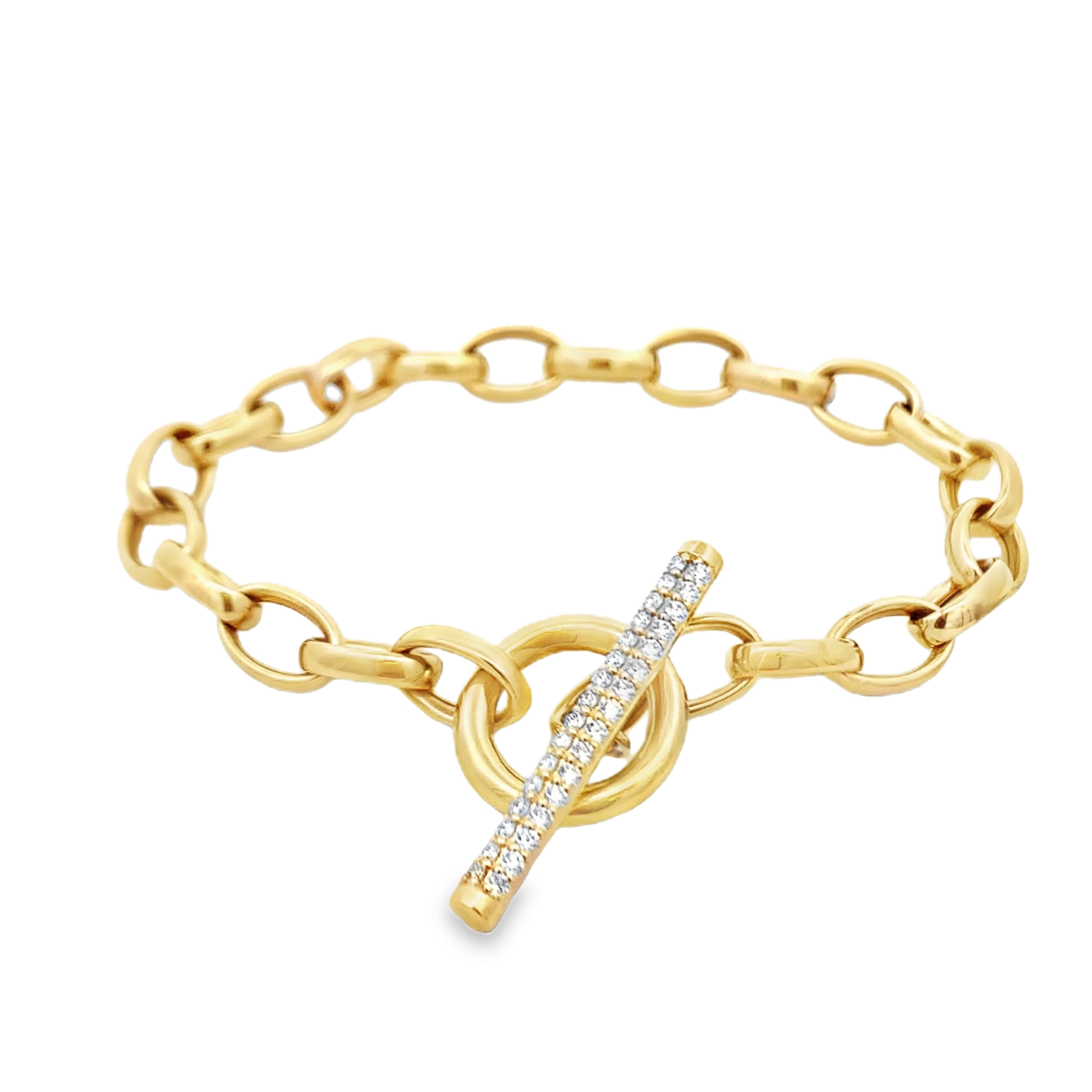 Rudolf Friedmann 14K Yellow Gold Diamond Toggle Chain Bracelet