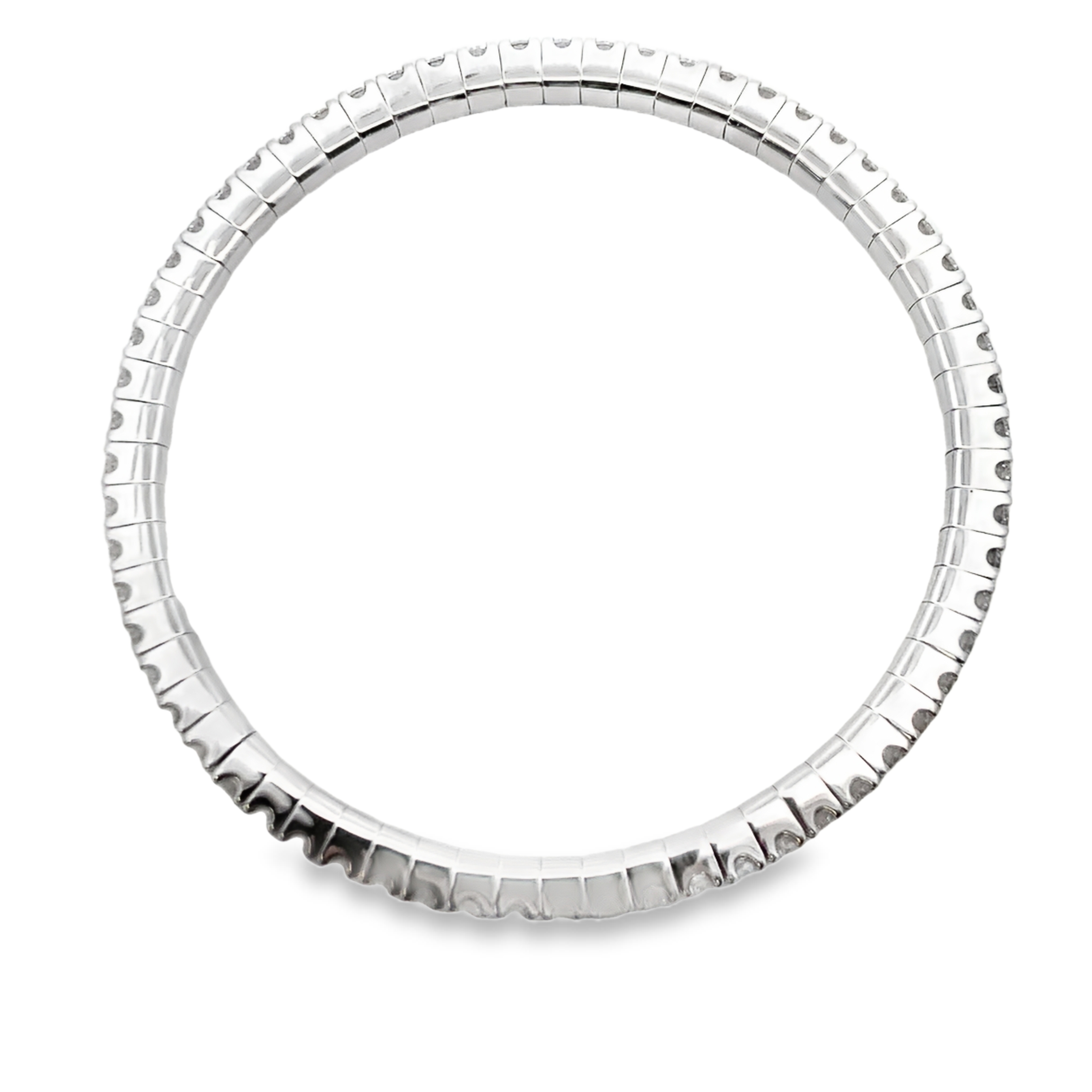 14K White Gold Diamond Tennis Stretch Bangle