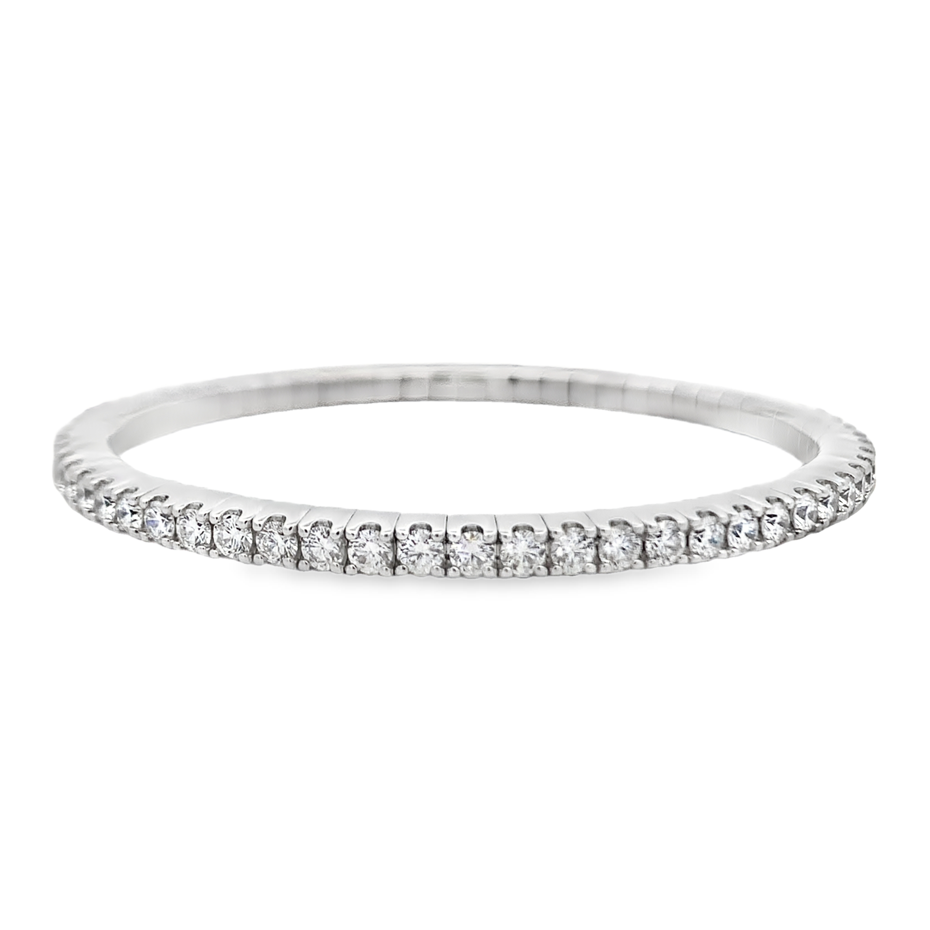 14K White Gold Diamond Tennis Stretch Bangle