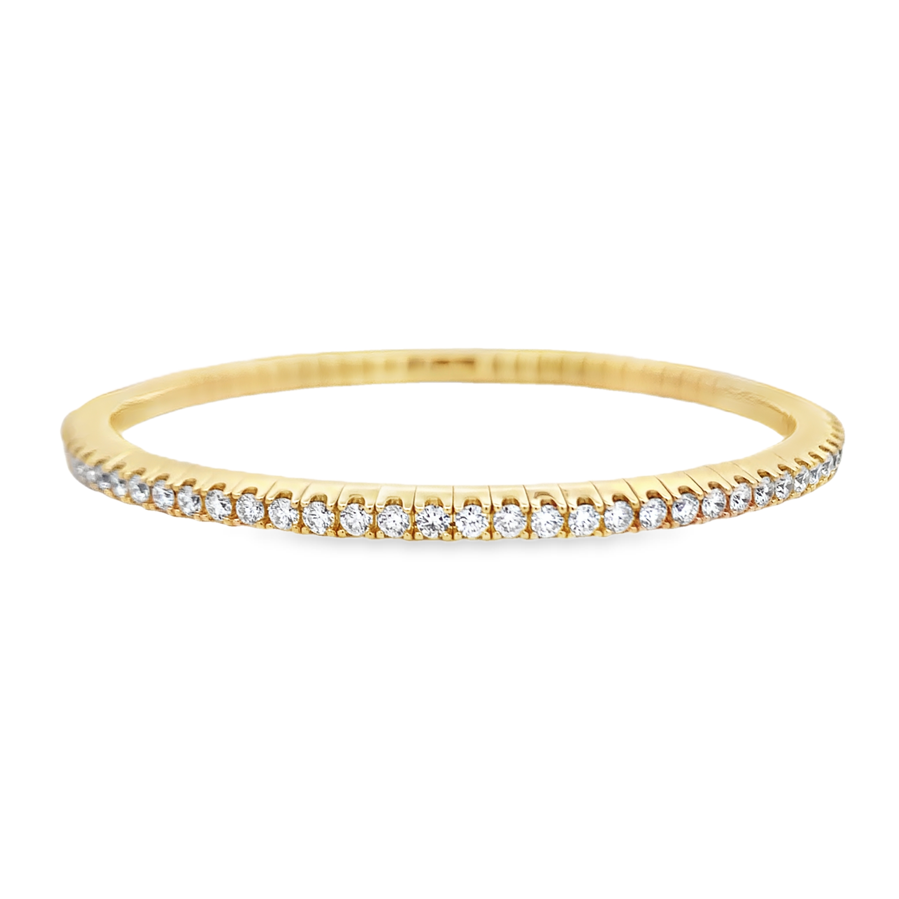 14K Yellow Gold 3 Carat Diamond Tennis Stretch Bangle