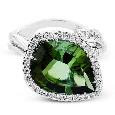 Simon G 18K White Gold Green Tourmaline Ring