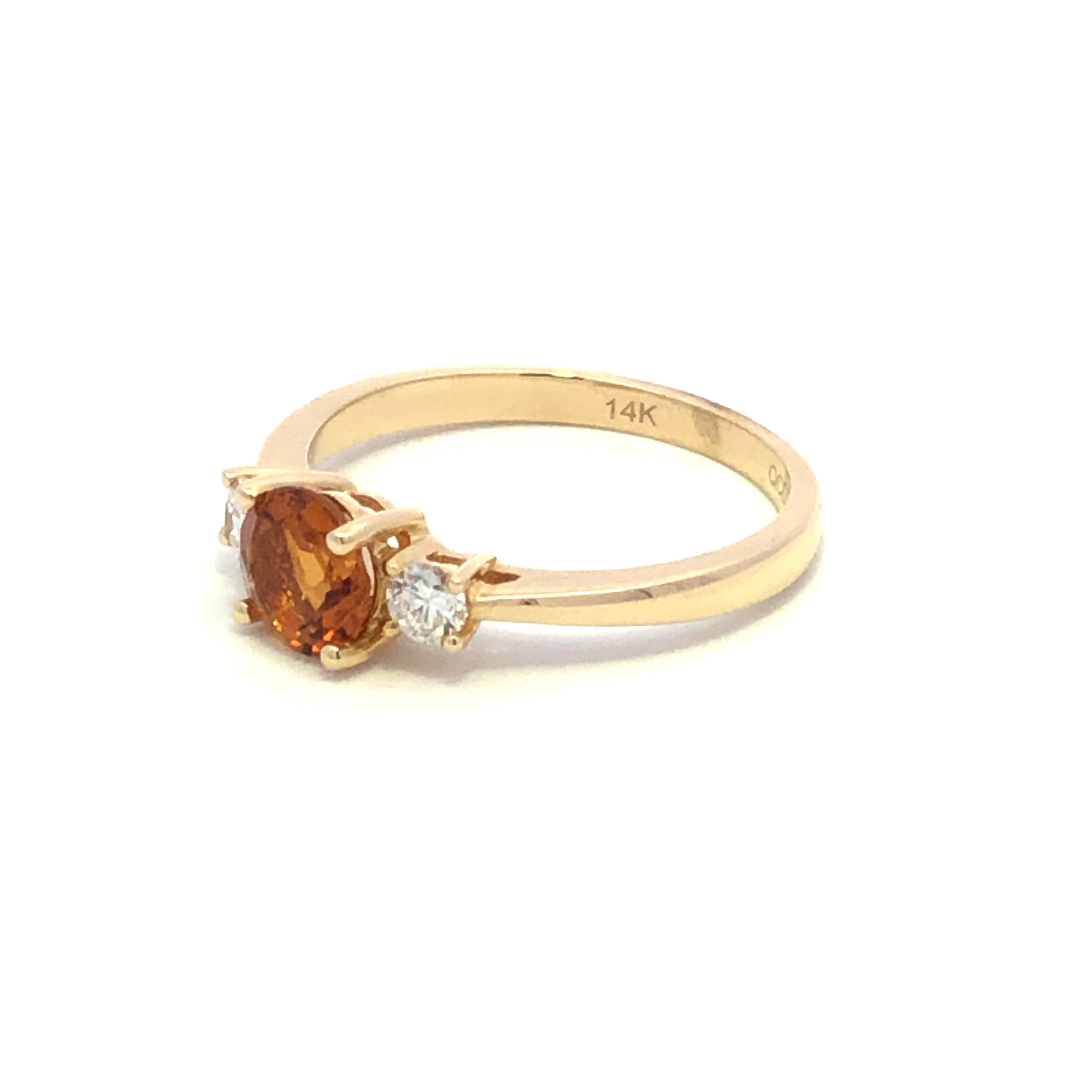 14K Yellow Gold Citrine and Diamond Ring