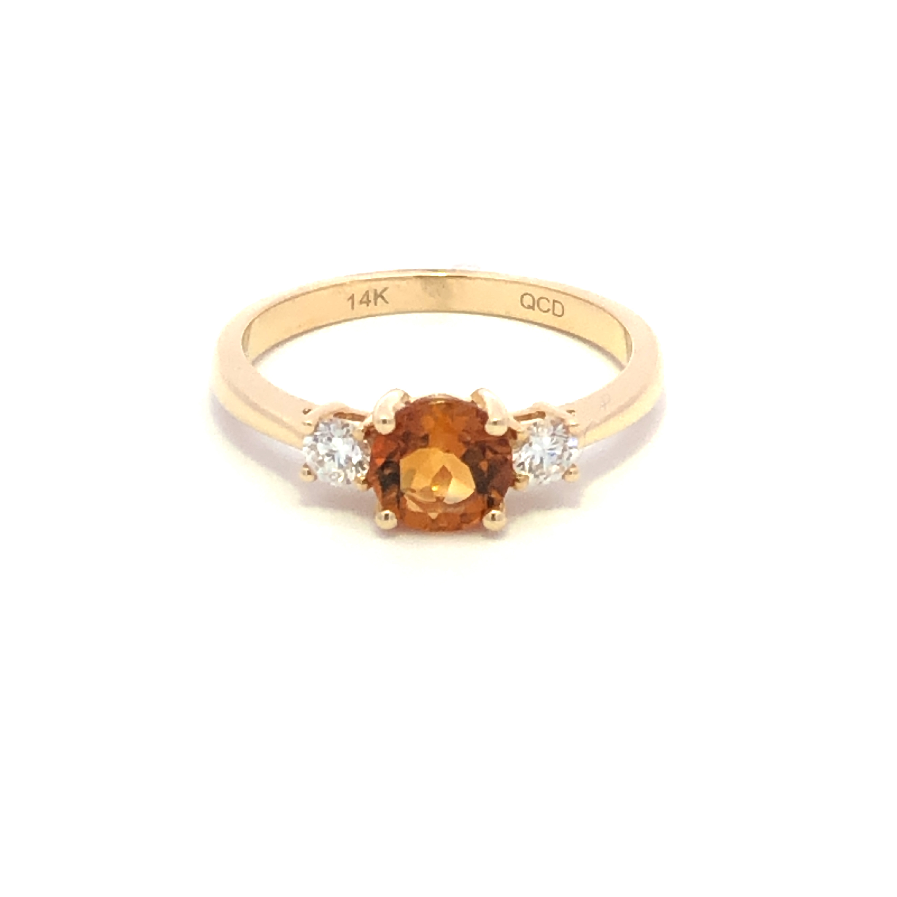 14K Yellow Gold Citrine and Diamond Ring