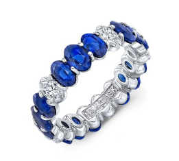 18K White Gold Sapphire and Diamond Eternity Band