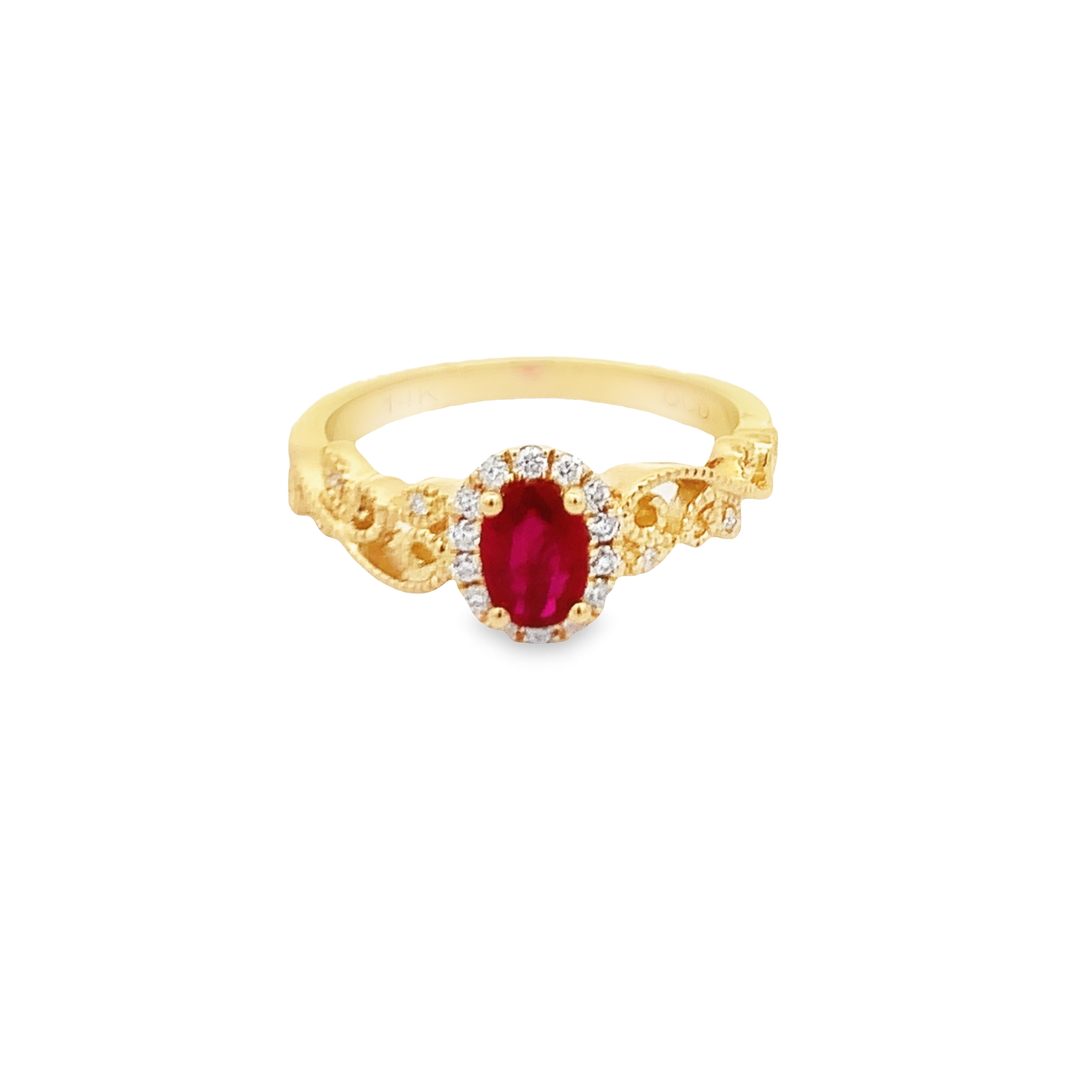 14K Yellow Gold Ruby Filigree Ring