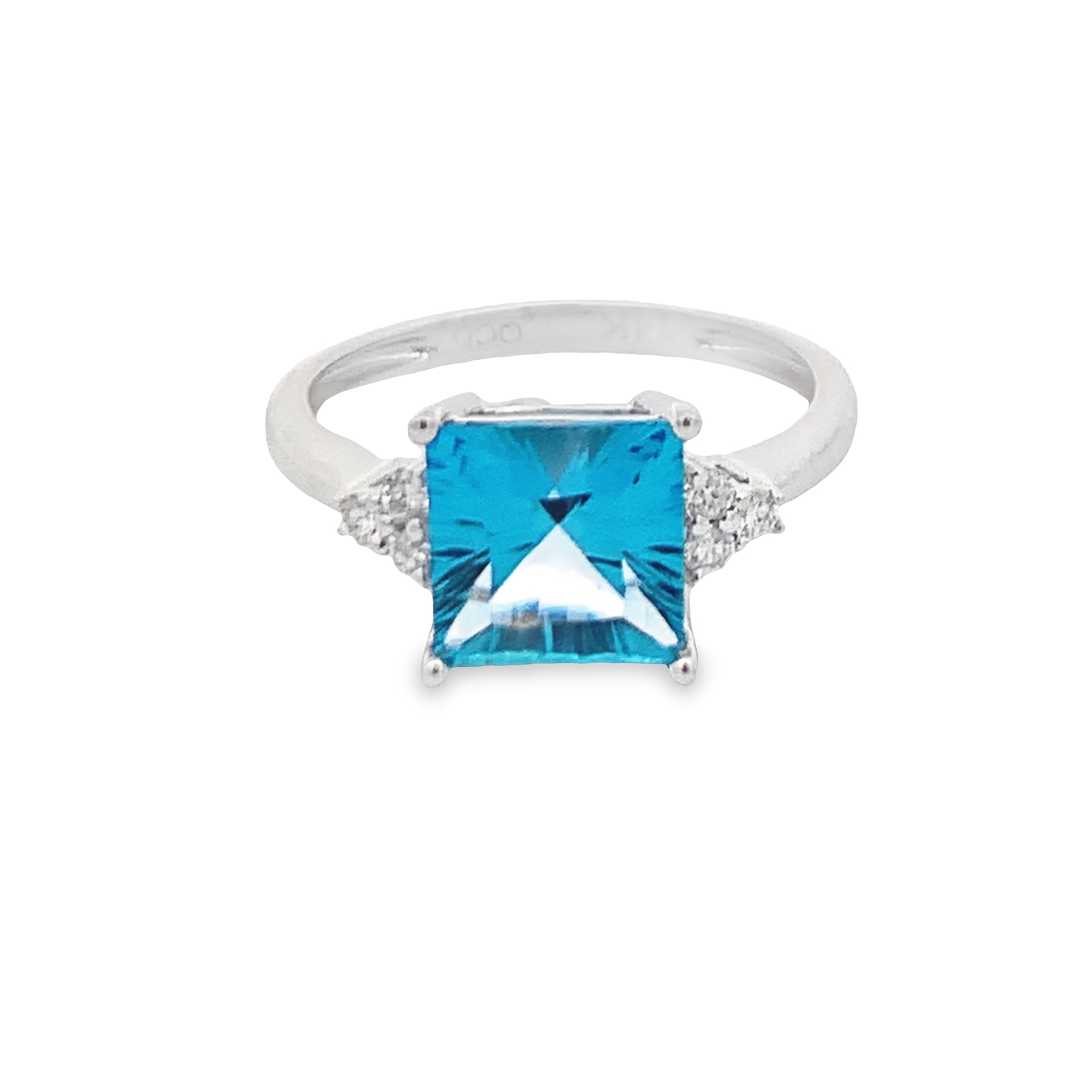 14K White Gold Blue Topaz Ring