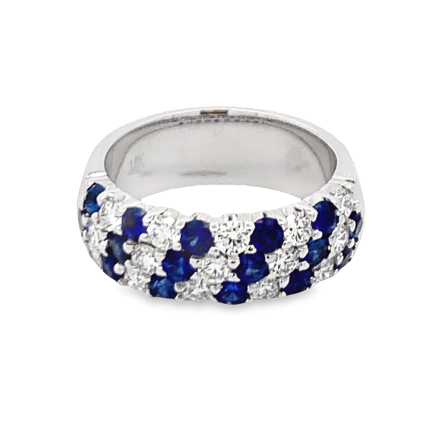 14K White Gold Sapphire and Diamond Band