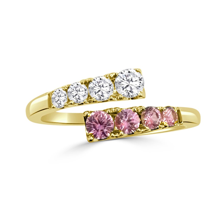 Frederic Sage 14K Yellow Gold Pink Sapphire & Diamond Bypass Ring