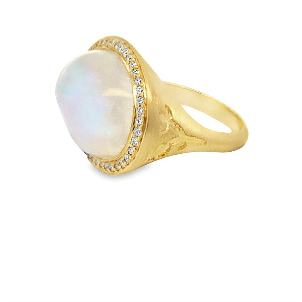 Lauren K 18K Yellow Gold Moonstone Halo Ring