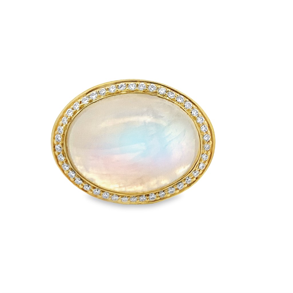 Lauren K 18K Yellow Gold Moonstone Halo Ring