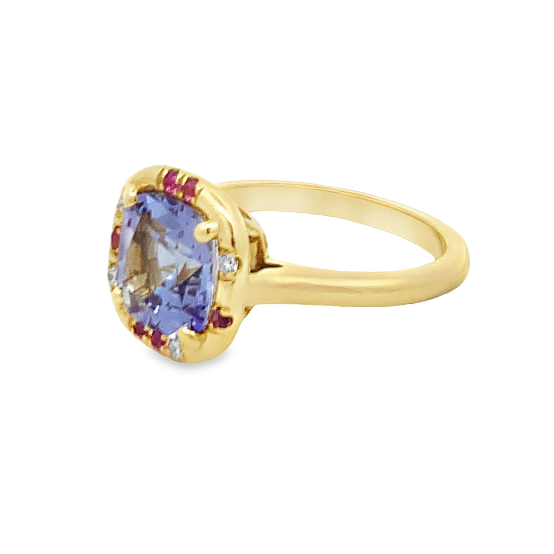 Lauren K 18 Karat Yellow Gold Tanzanite Cluster Halo Ring