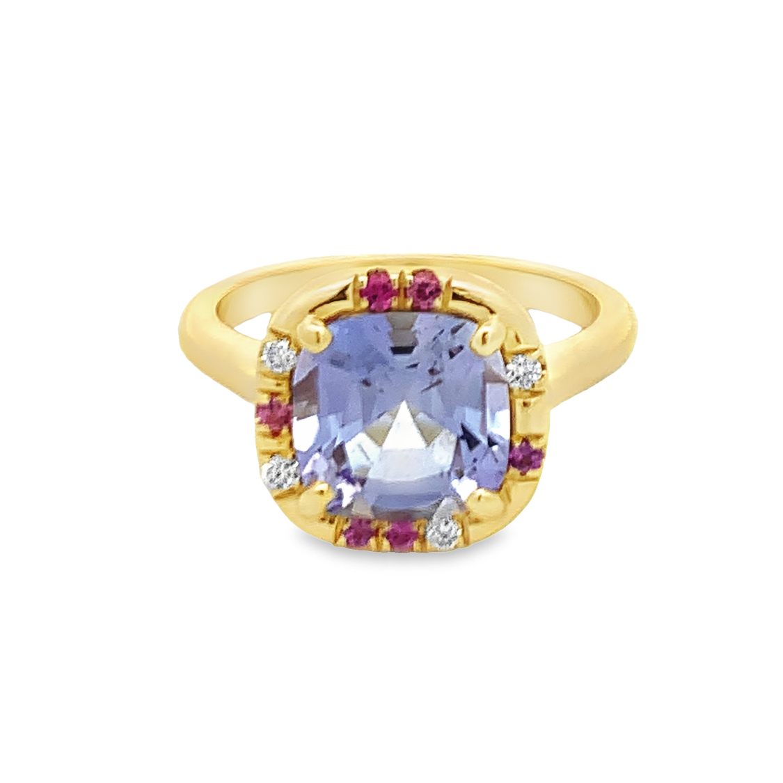 Lauren K 18 Karat Yellow Gold Tanzanite Cluster Halo Ring