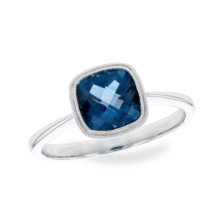 Allison Kaufman 14K White Gold Blue Topaz Ring