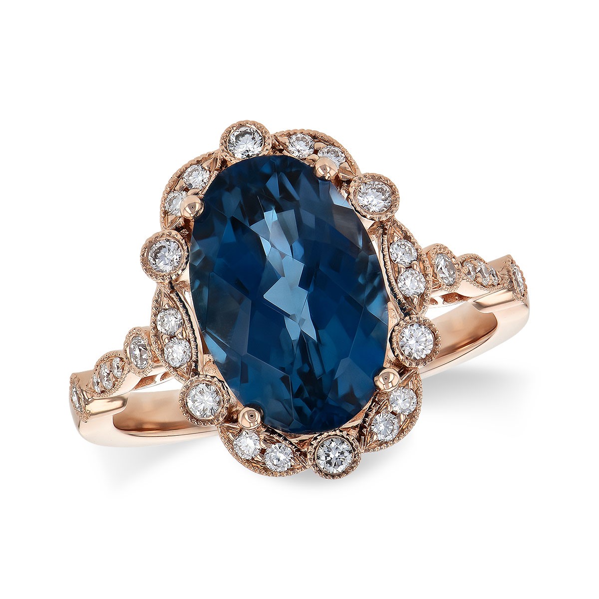 Allison Kaufman 14K Rose Gold Blue Topaz Ring