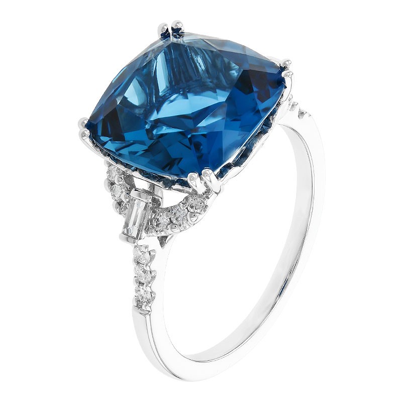 Allison Kaufman 14K White Gold London Blue Topaz Ring