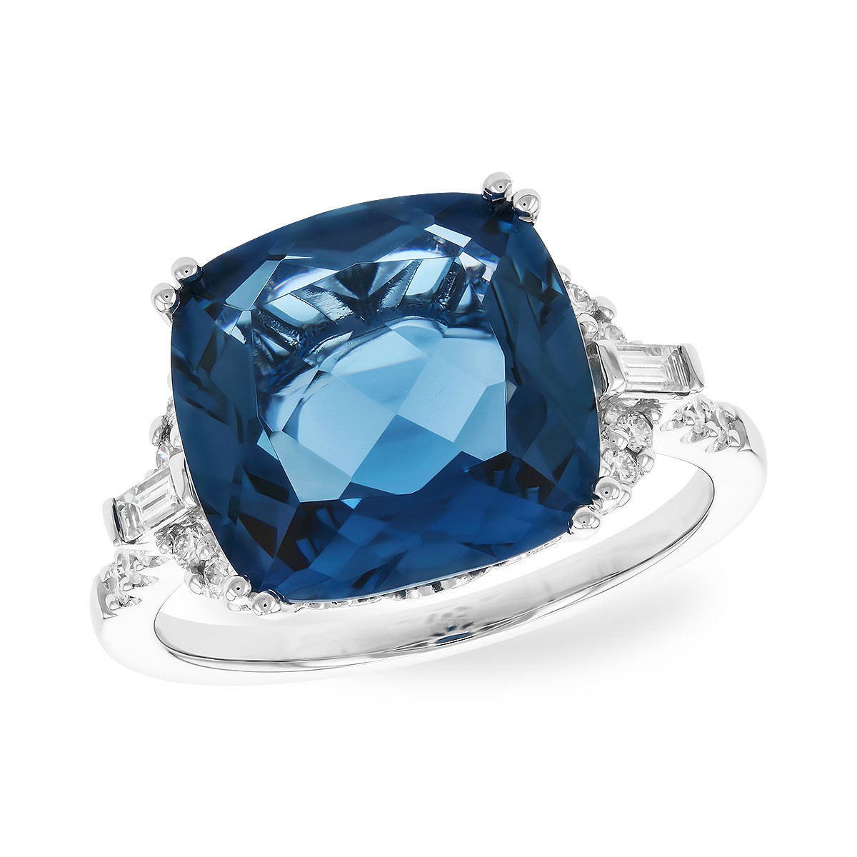 Allison Kaufman 14K White Gold London Blue Topaz Ring