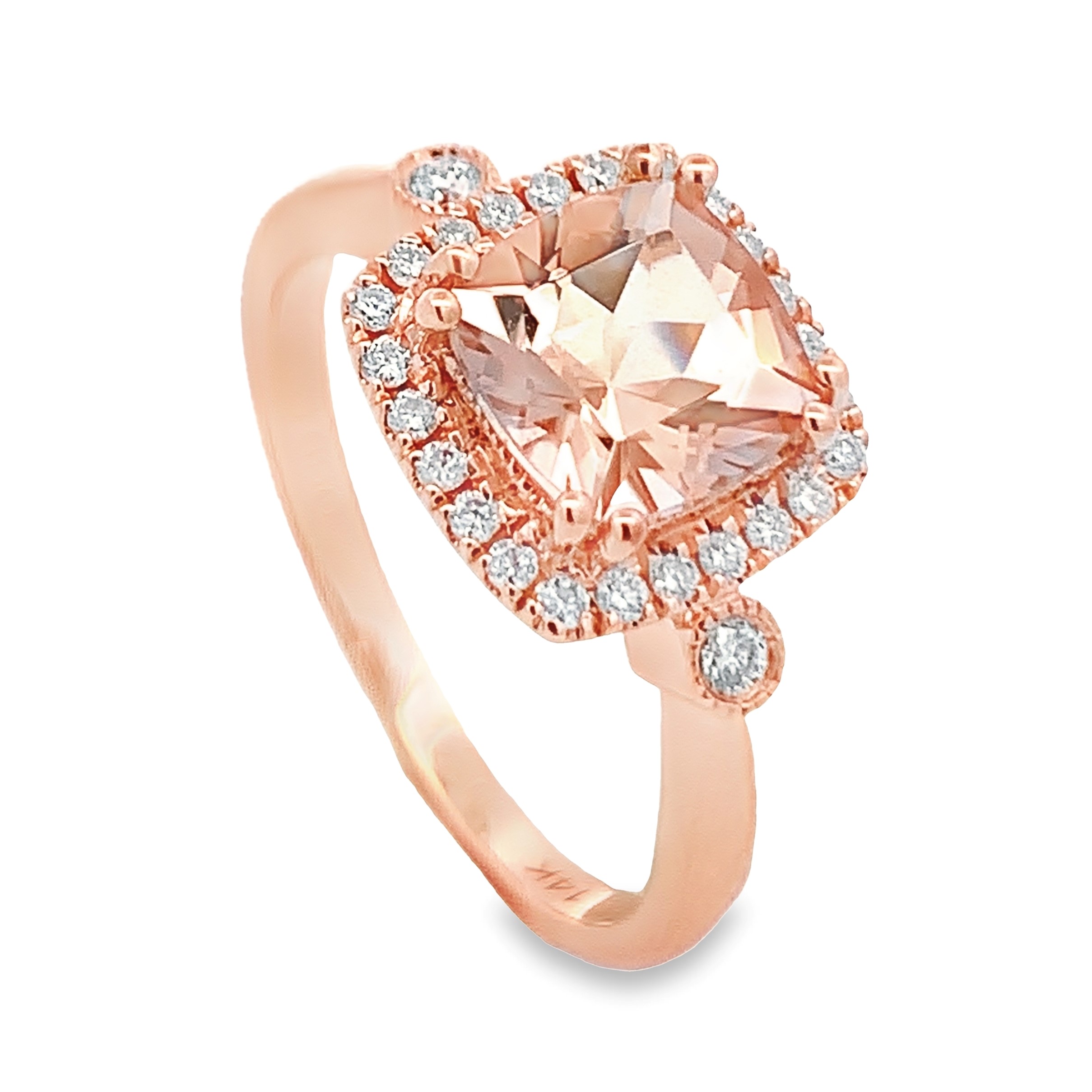 14K Rosé Gold Morganite Halo Ring