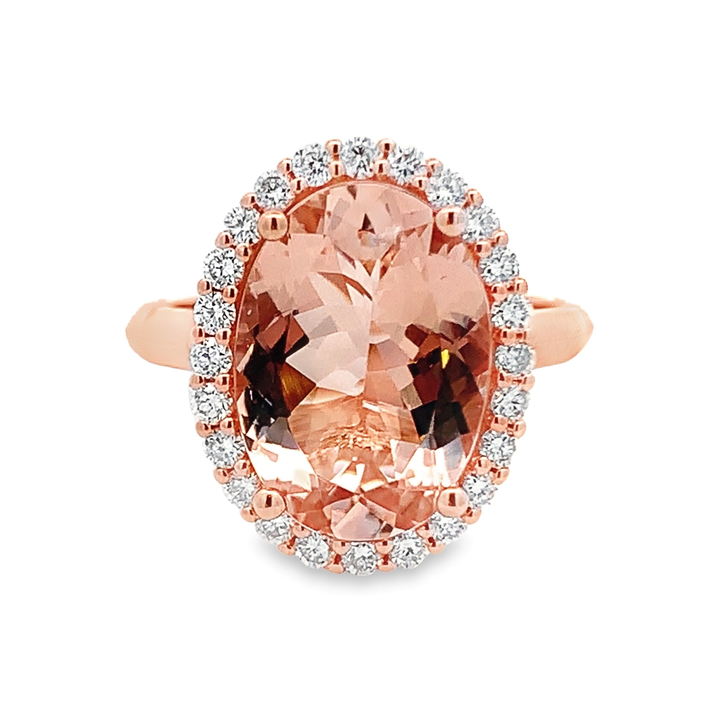 14K RosÃ© Gold Oval Morganite Halo Ring