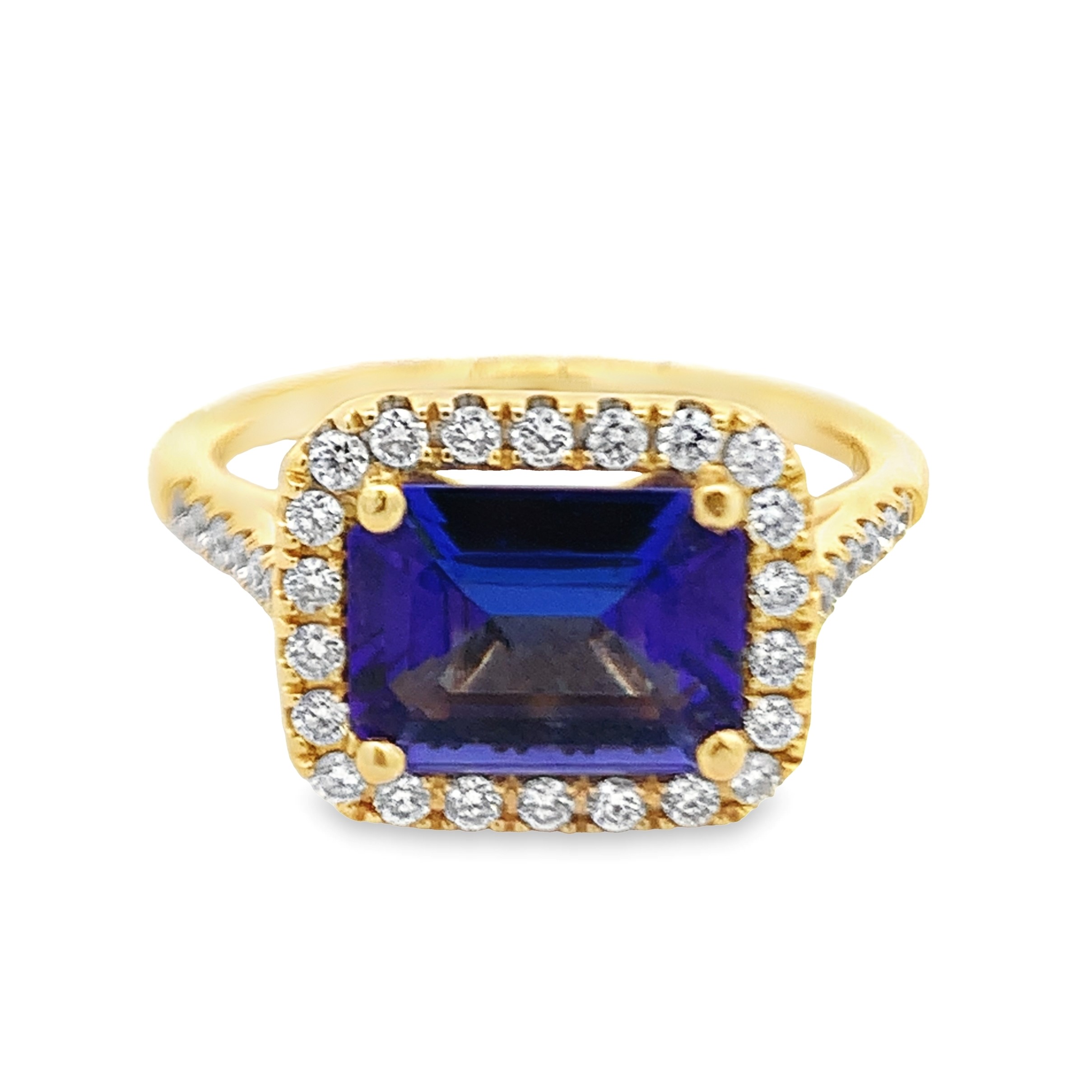 Kimberly Collins 18K Yellow Gold Tanzanite Halo Ring