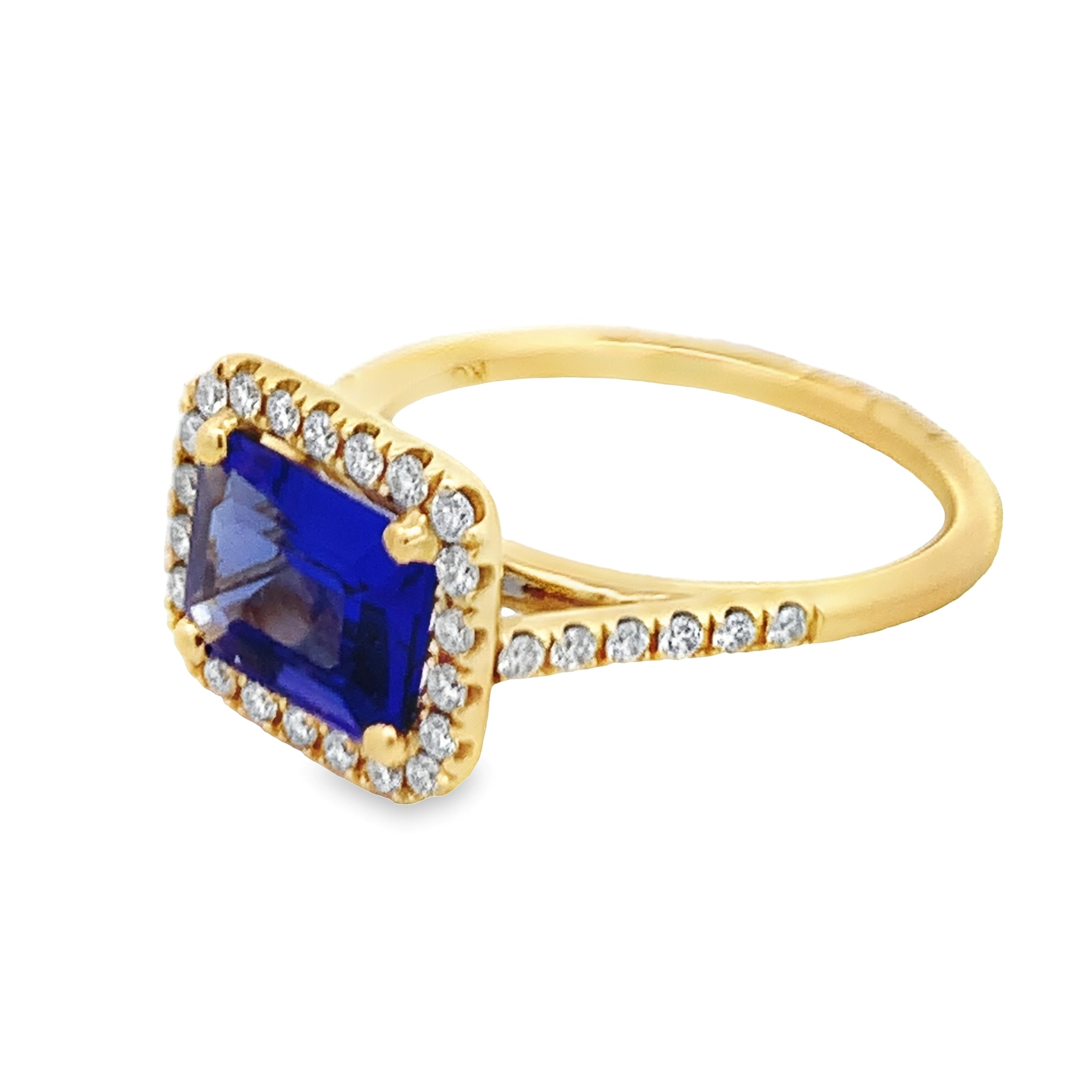 Kimberly Collins 18K Yellow Gold Tanzanite Halo Ring