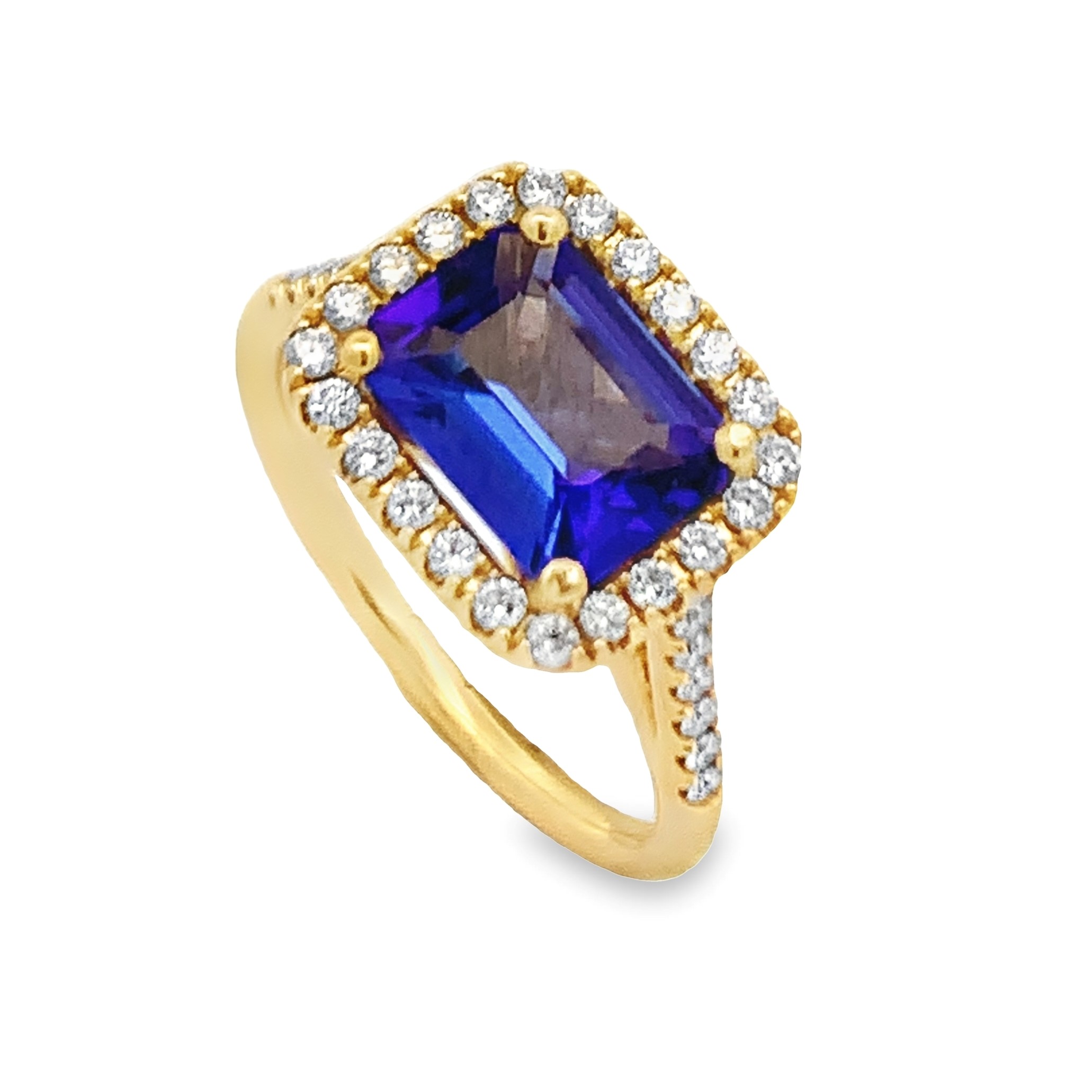 Kimberly Collins 18K Yellow Gold Tanzanite Halo Ring