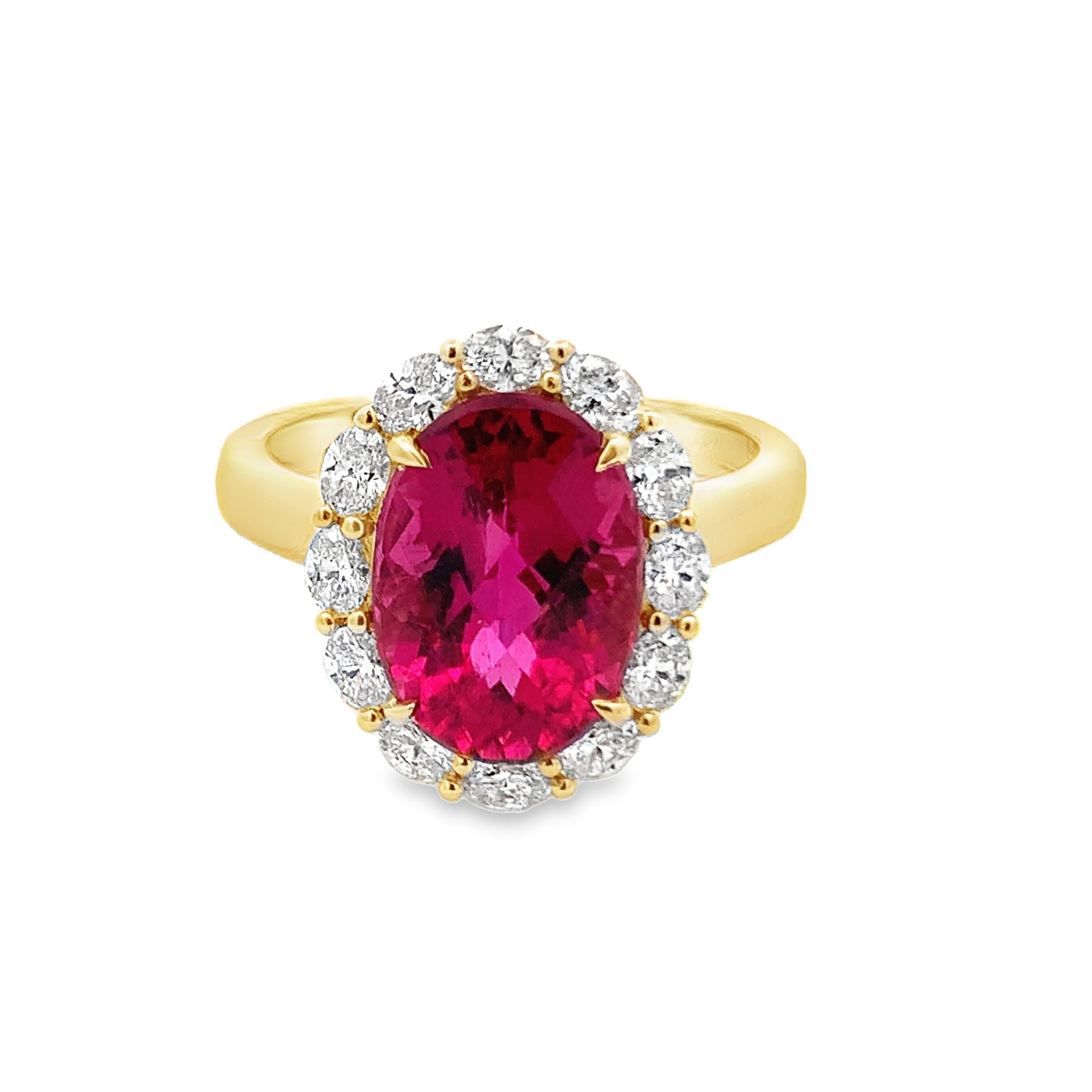 14K Yellow Gold Pink Tourmaline Halo Ring