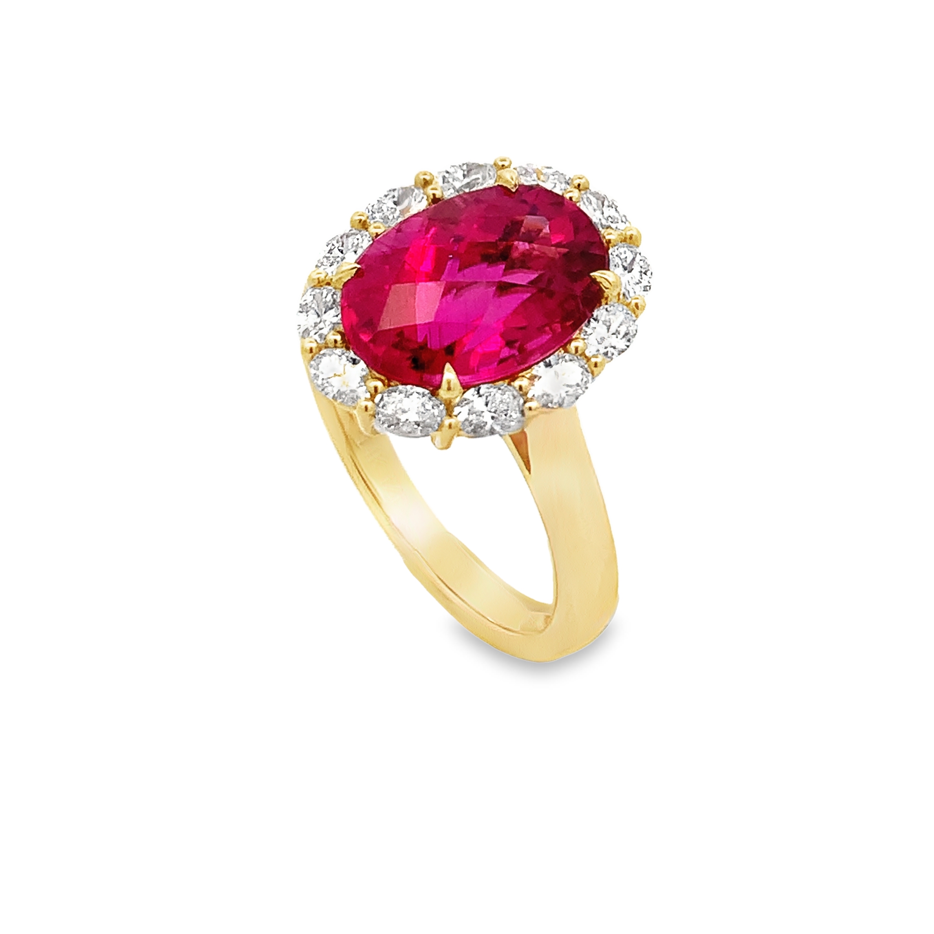 14K Yellow Gold Pink Tourmaline Halo Ring