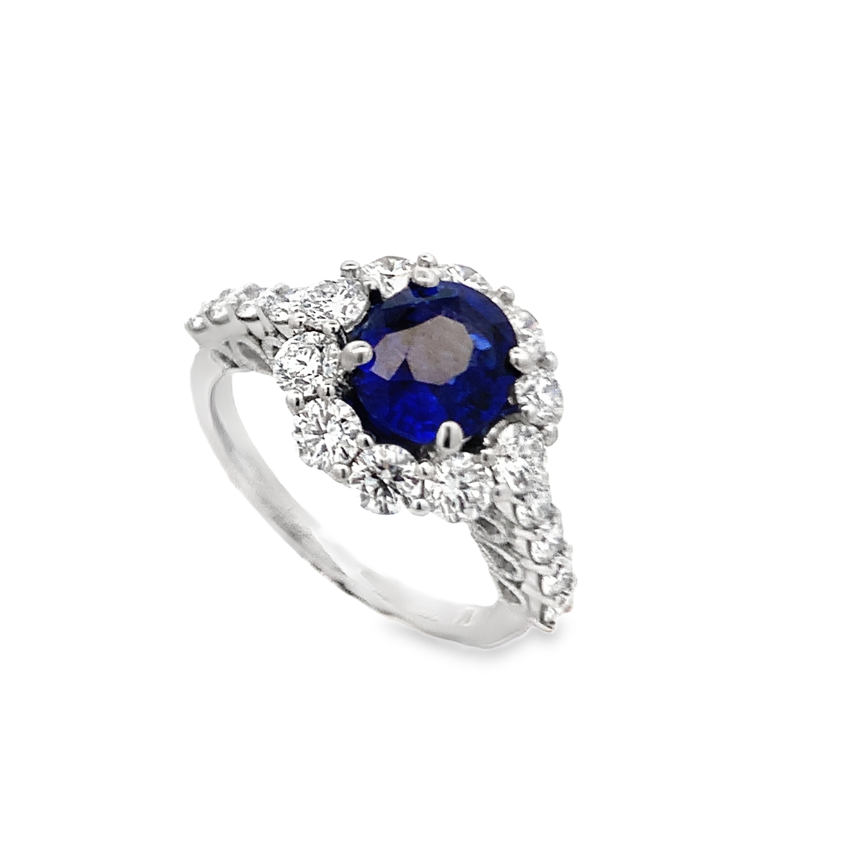 18K White Gold Sapphire Halo Ring