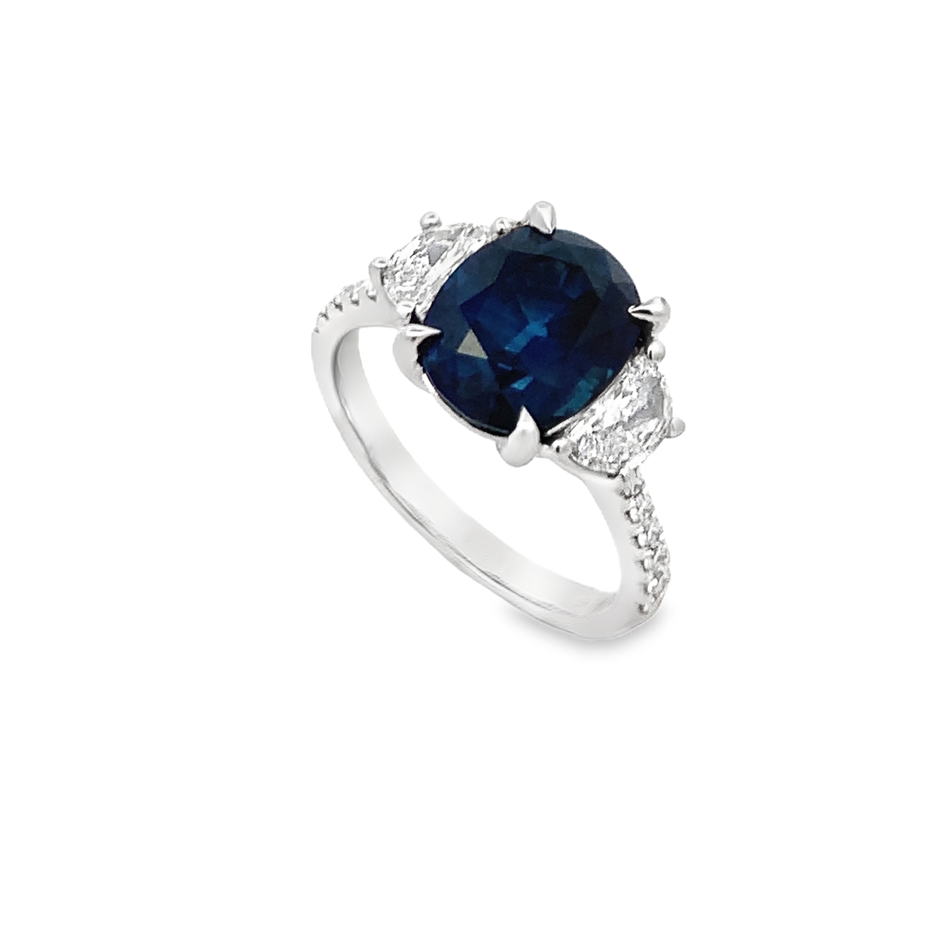 18K White Gold Sapphire 3-Stone Ring