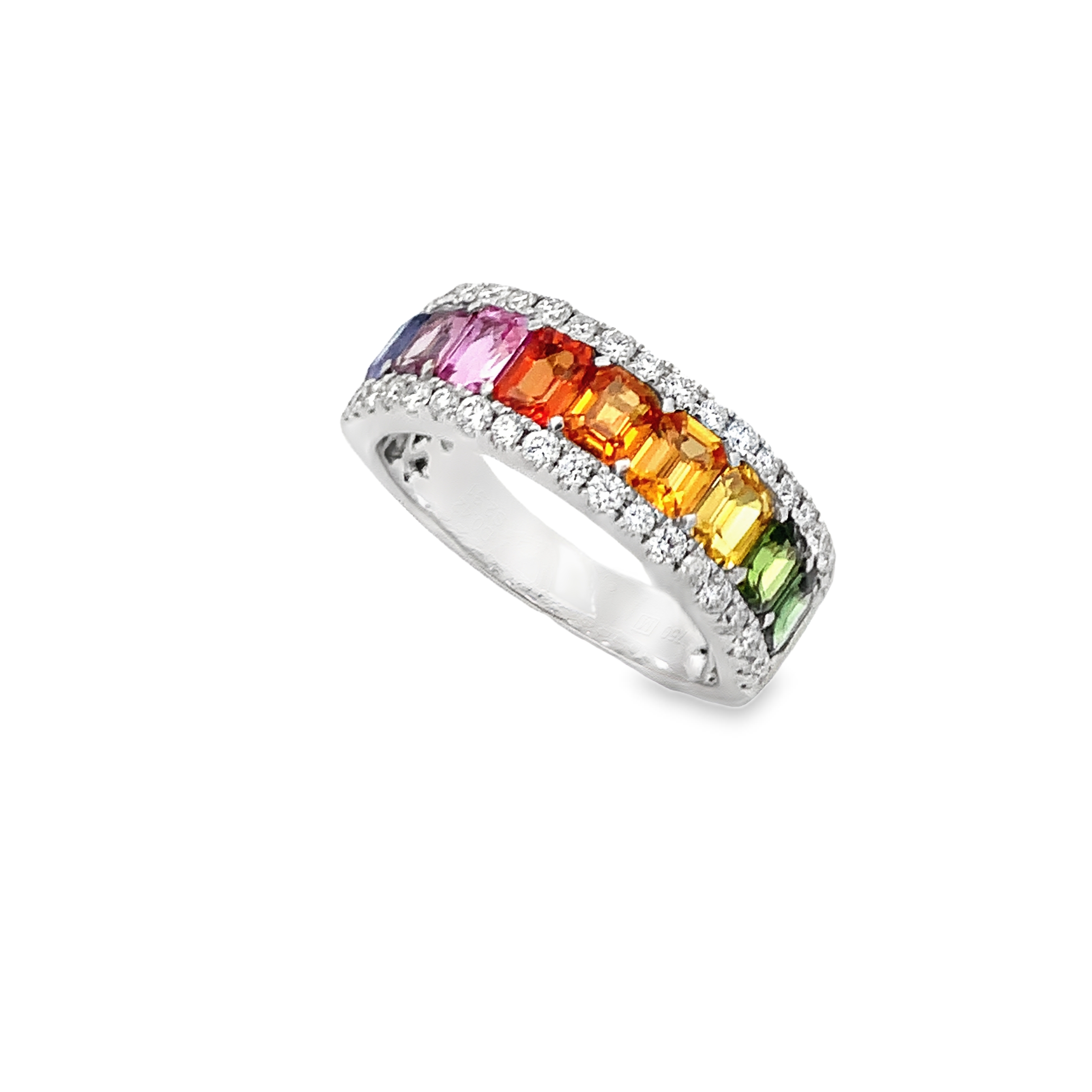 18K White Gold Rainbow Sapphire Band