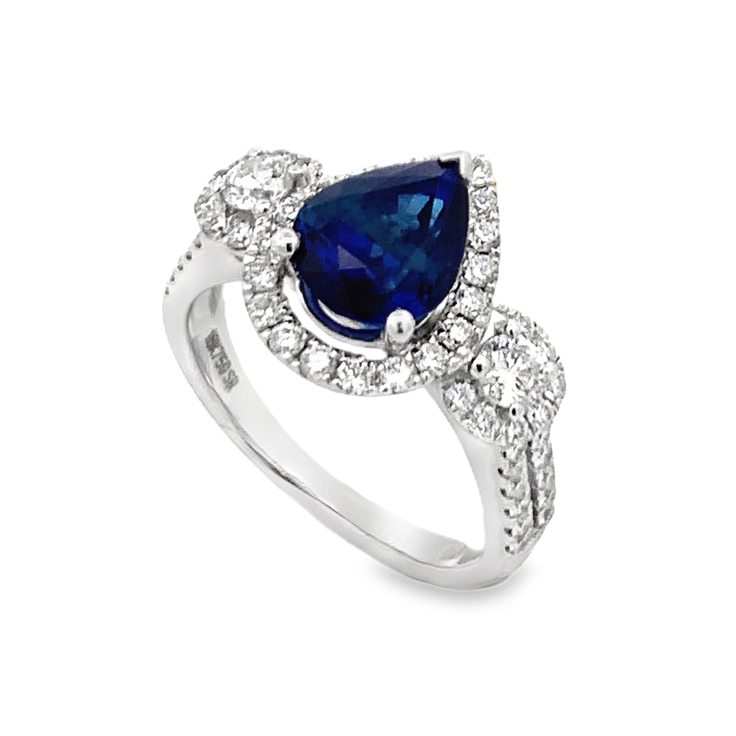 18K White Gold Pear Sapphire Ring