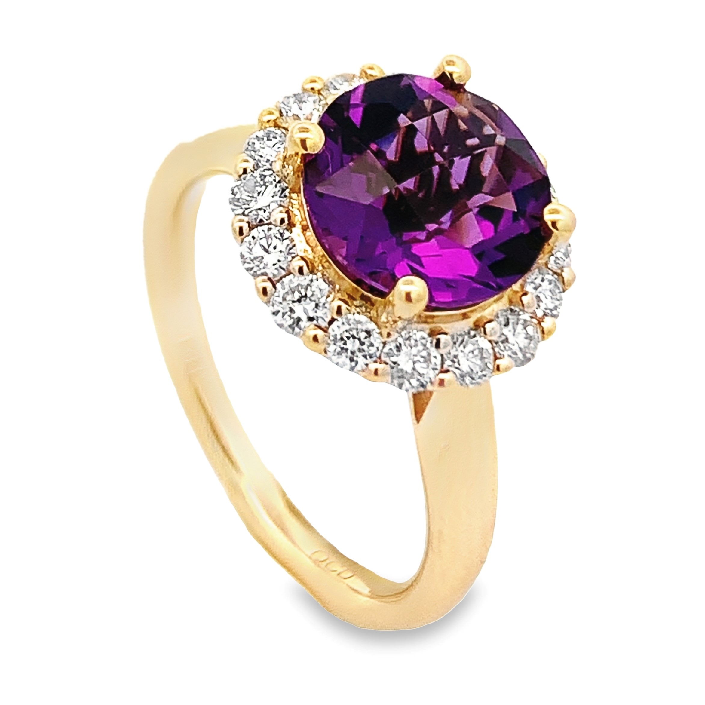 14K Yellow Gold Amethyst Halo Ring