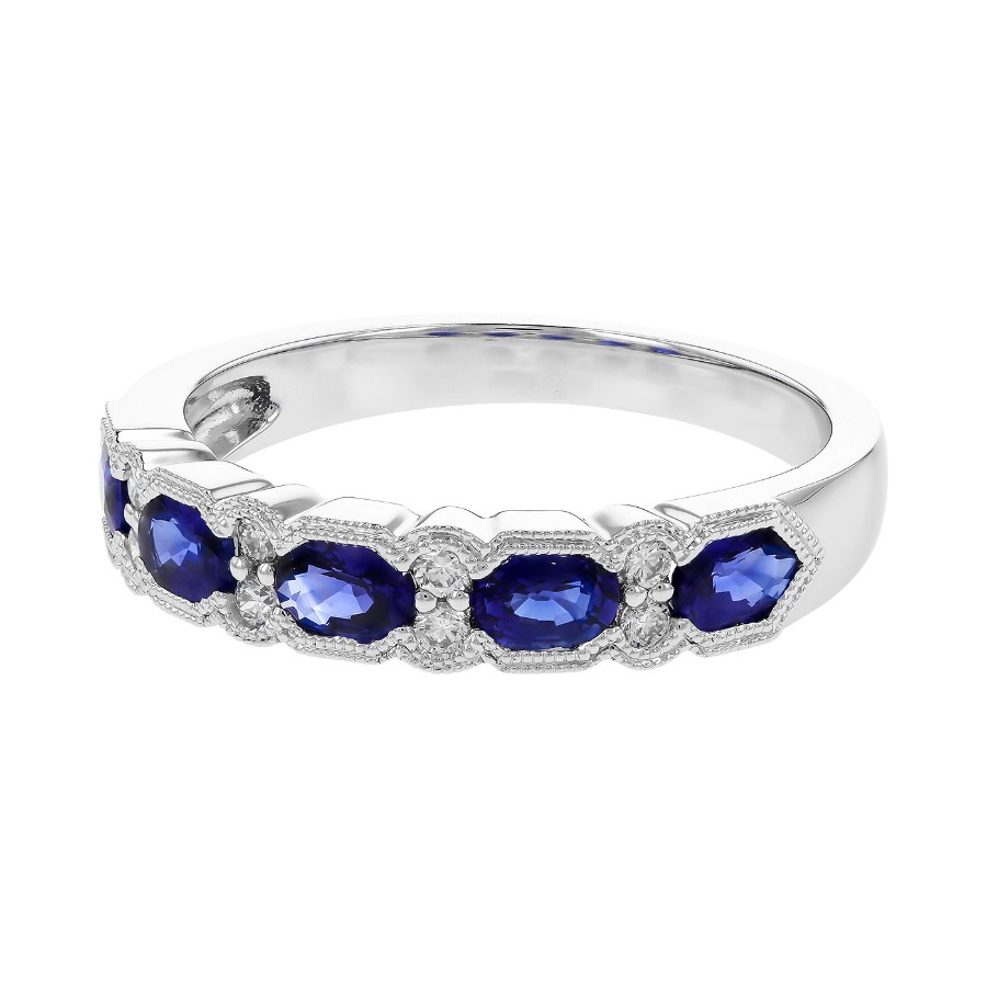 Allison Kaufman 14K White Gold Sapphire 5 Stone Ring