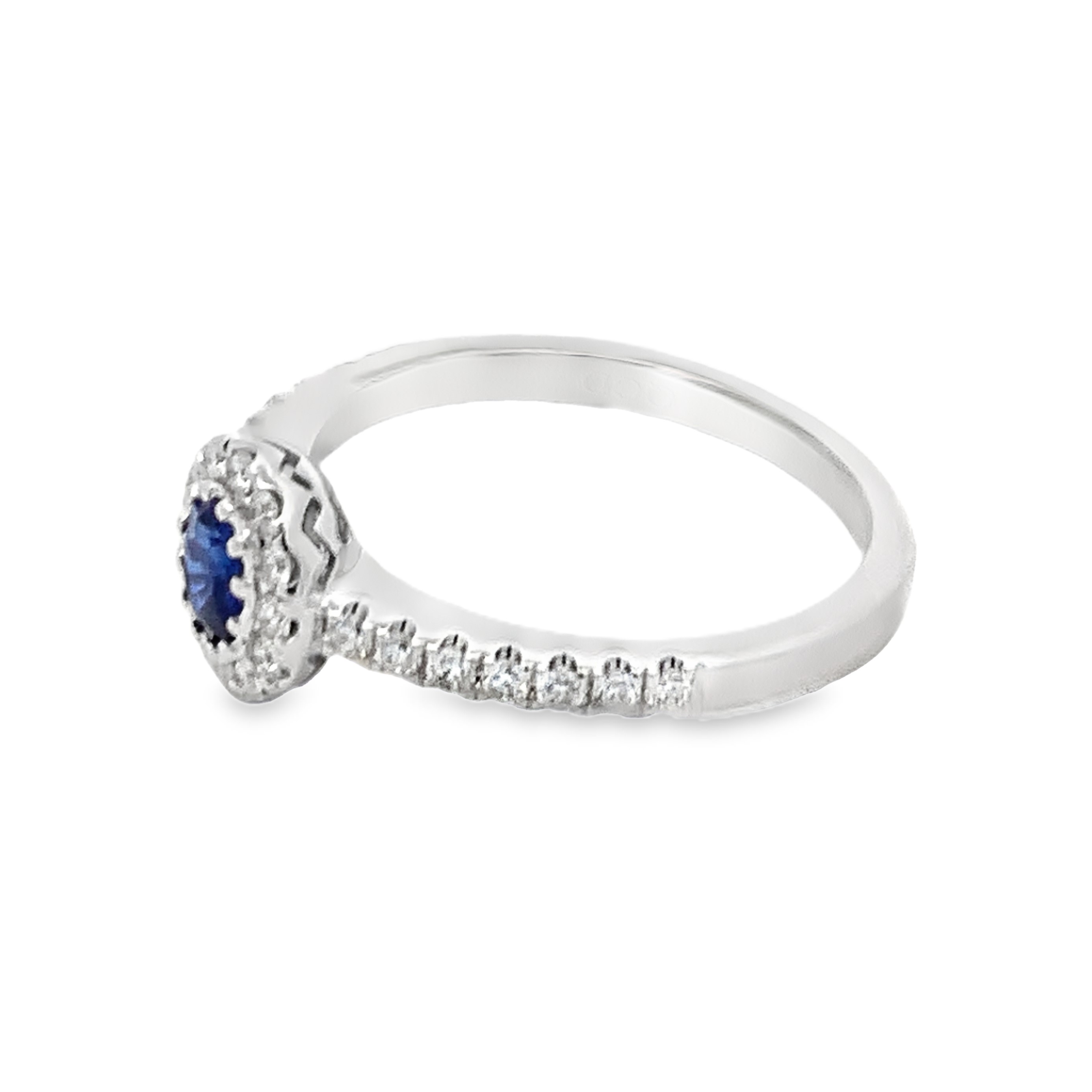 14K White Gold Sapphire Halo Ring