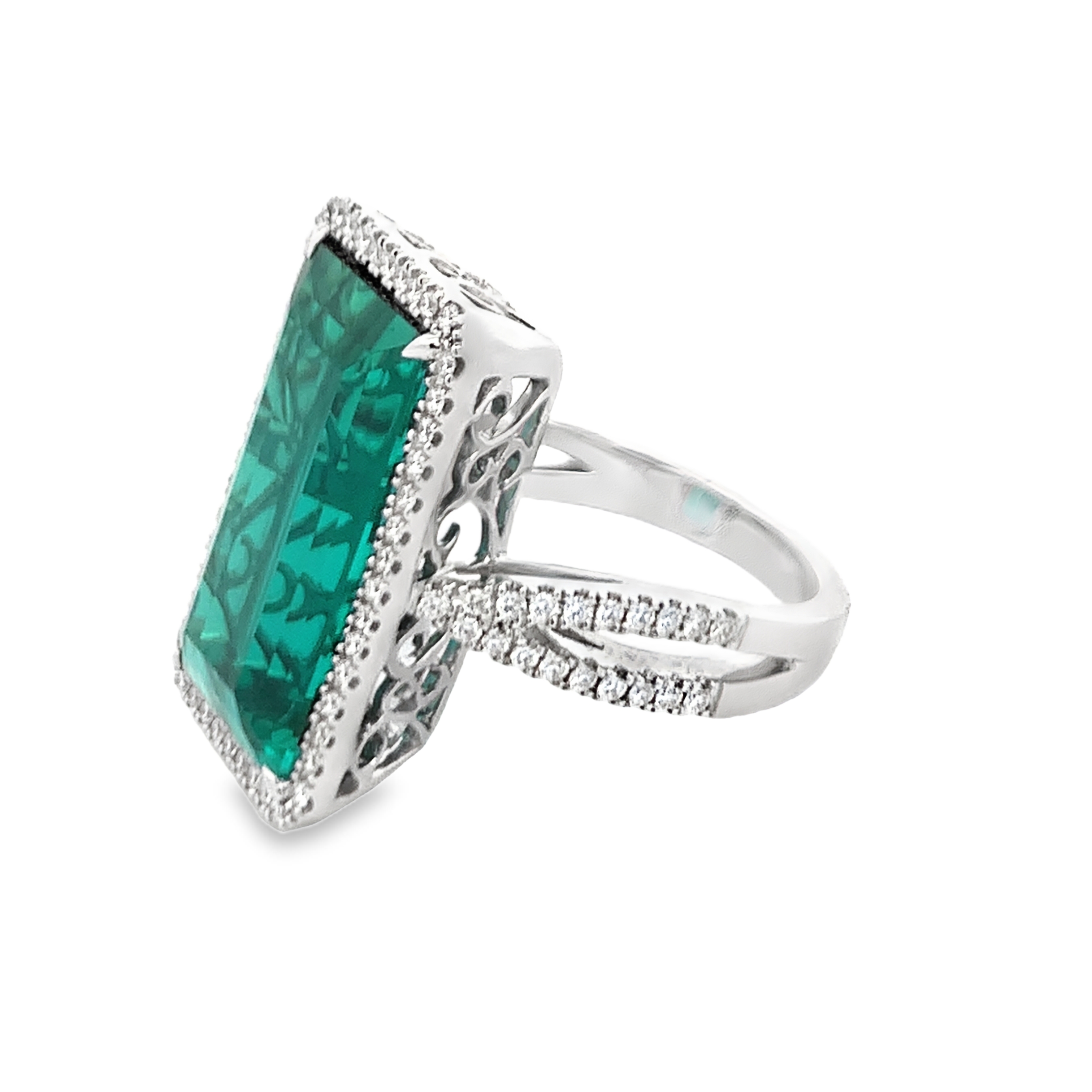 Simon G. 18K White Gold Green Tourmaline & Diamond Ring