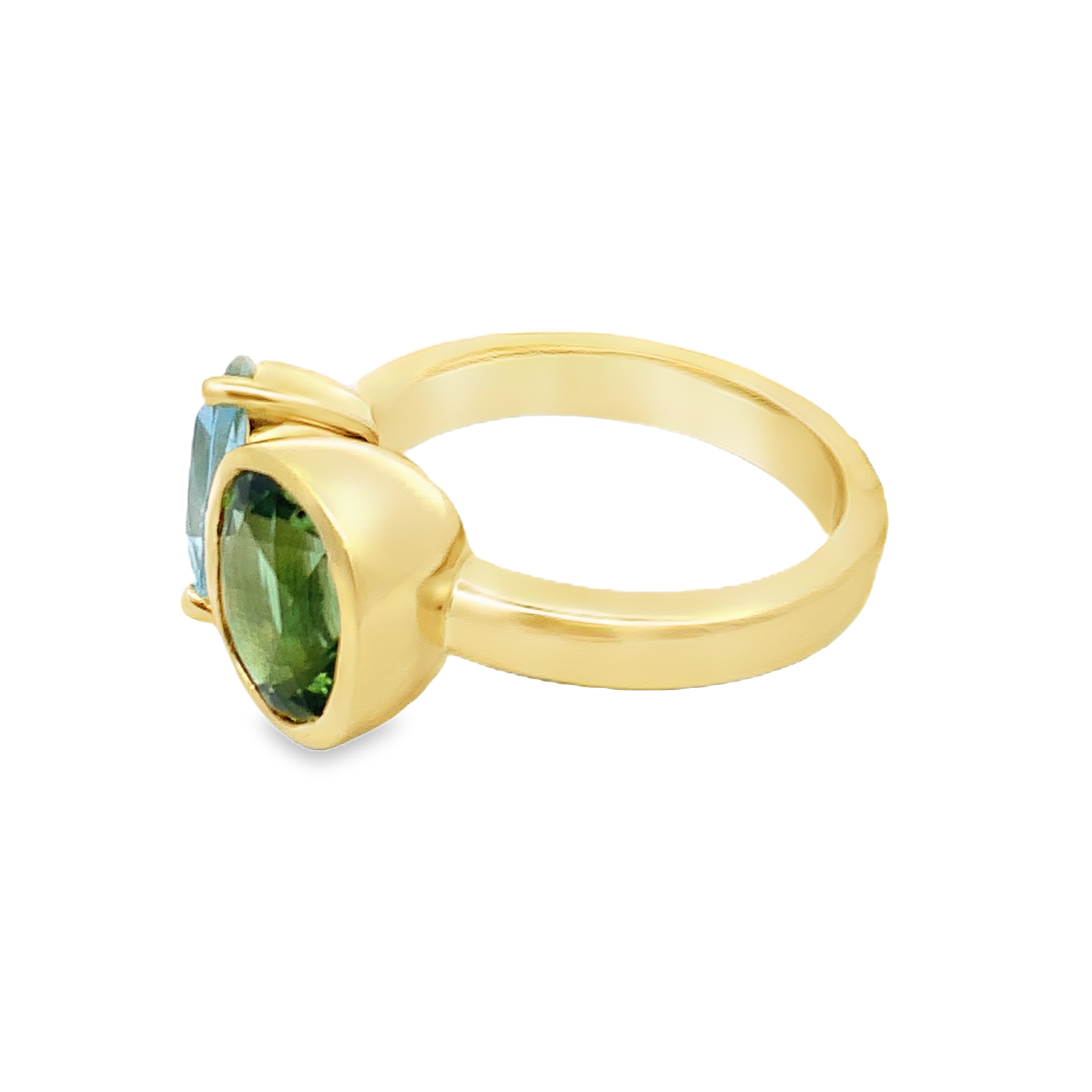 Lauren K 18K Yellow Gold Green Tourmaline and Aquamarine Ring